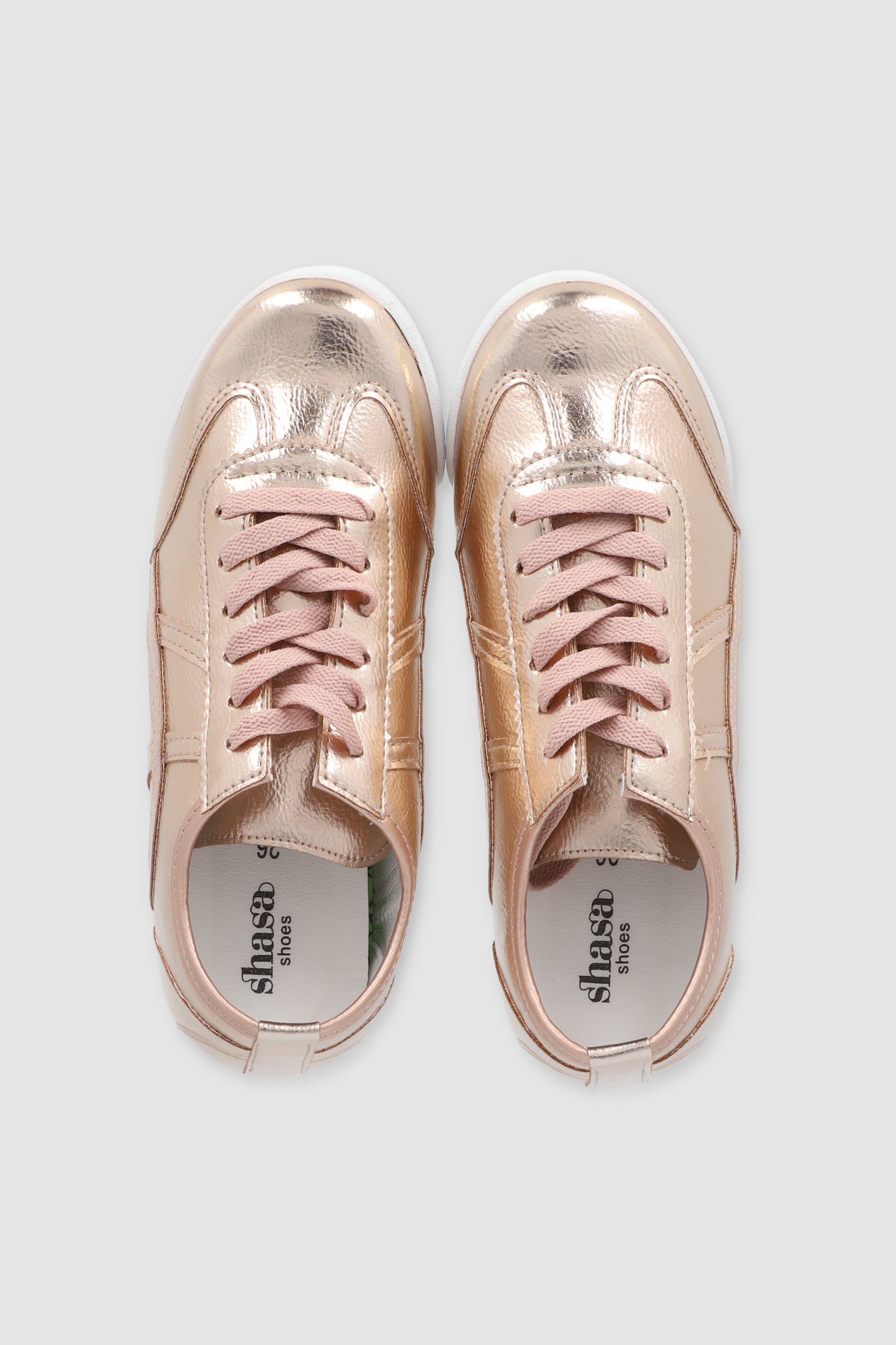 Tenis casual lineas metalico ORO ROSA