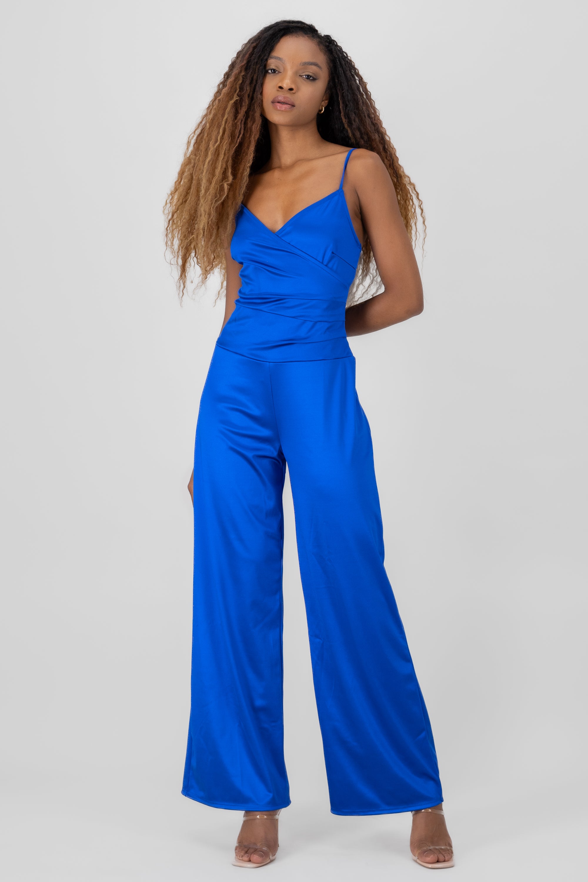 Jumpsuit satin detalle drapeado AZUL REY