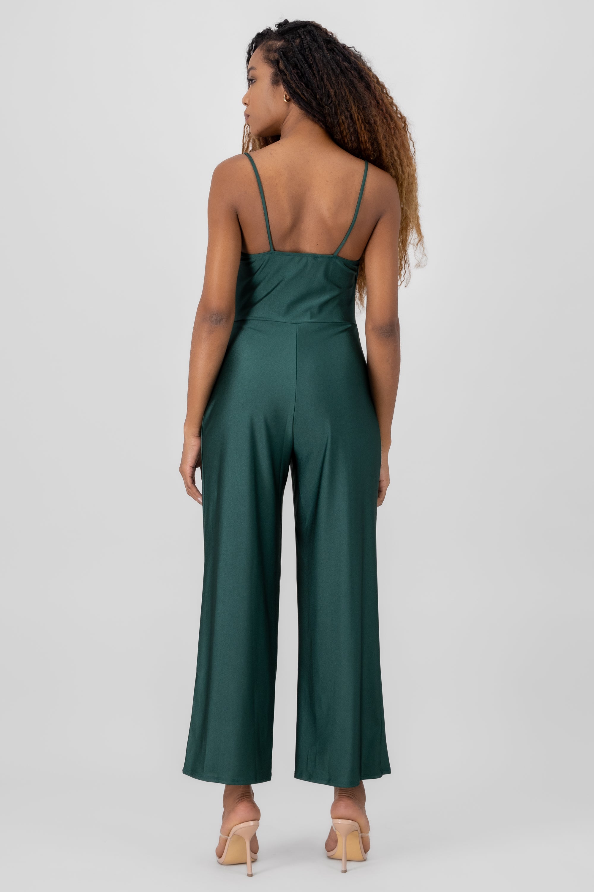 Jumpsuit tirantes escote cascada VERDE CAZADOR