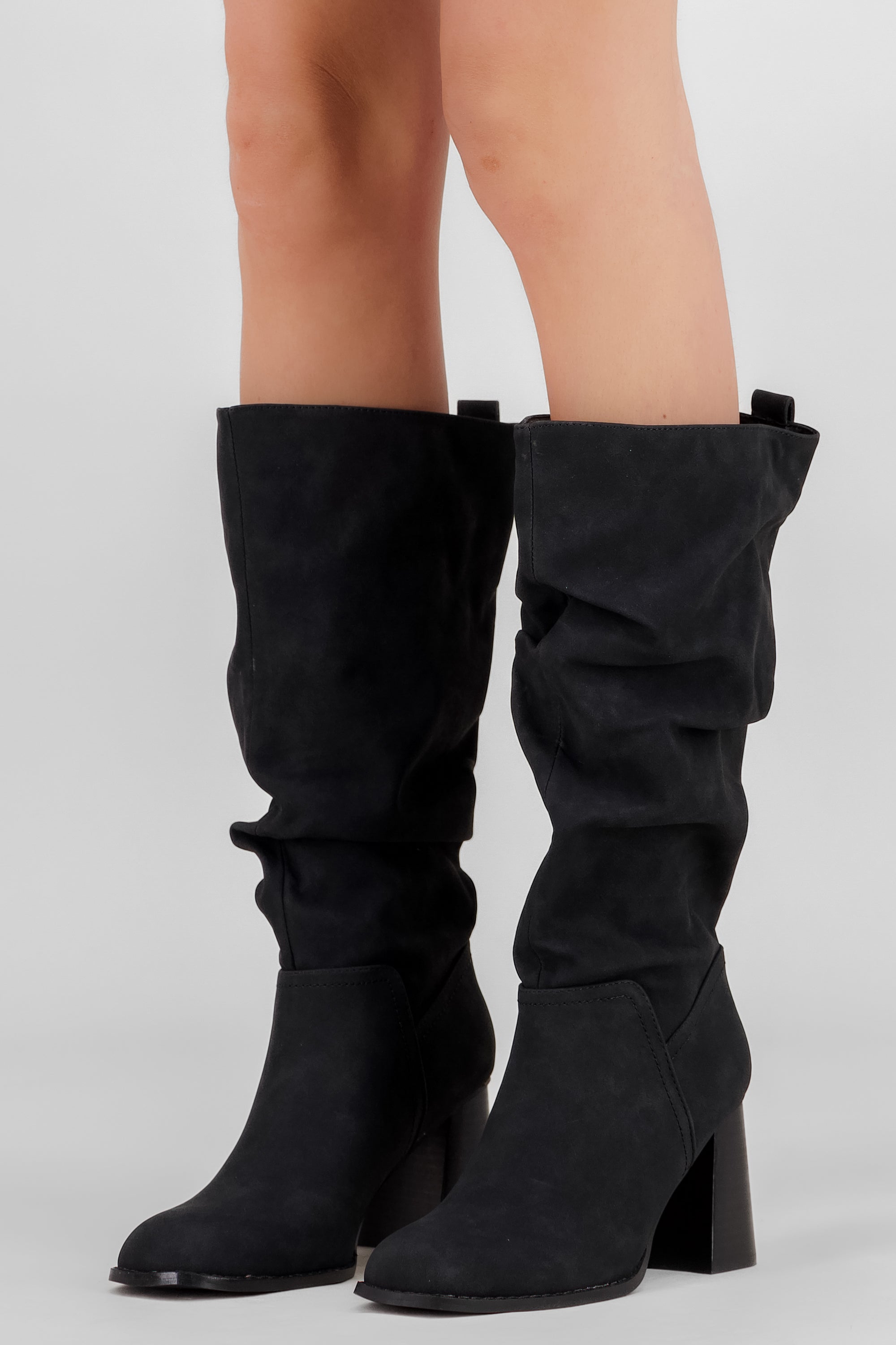 Bota slouchy tacon bloque NEGRO