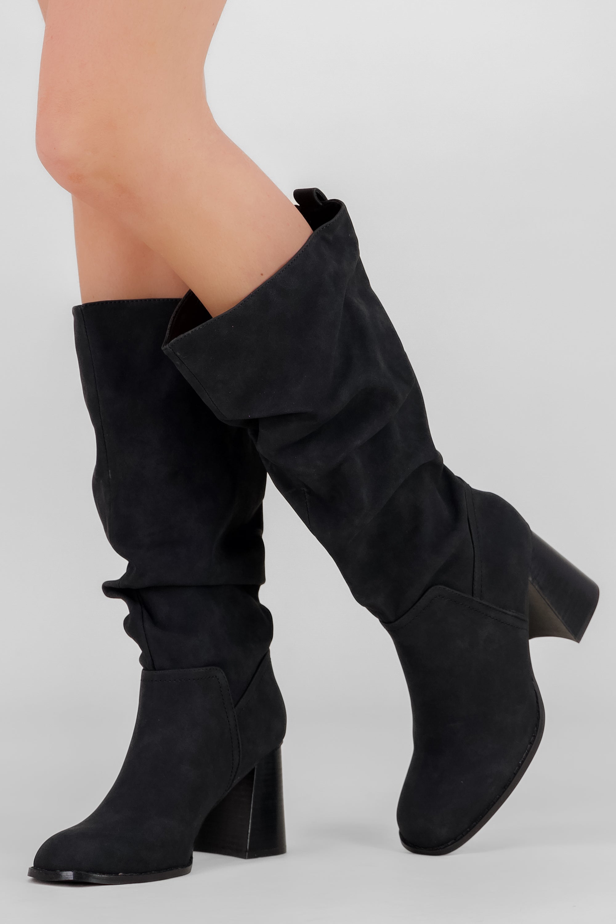 Bota slouchy tacon bloque NEGRO