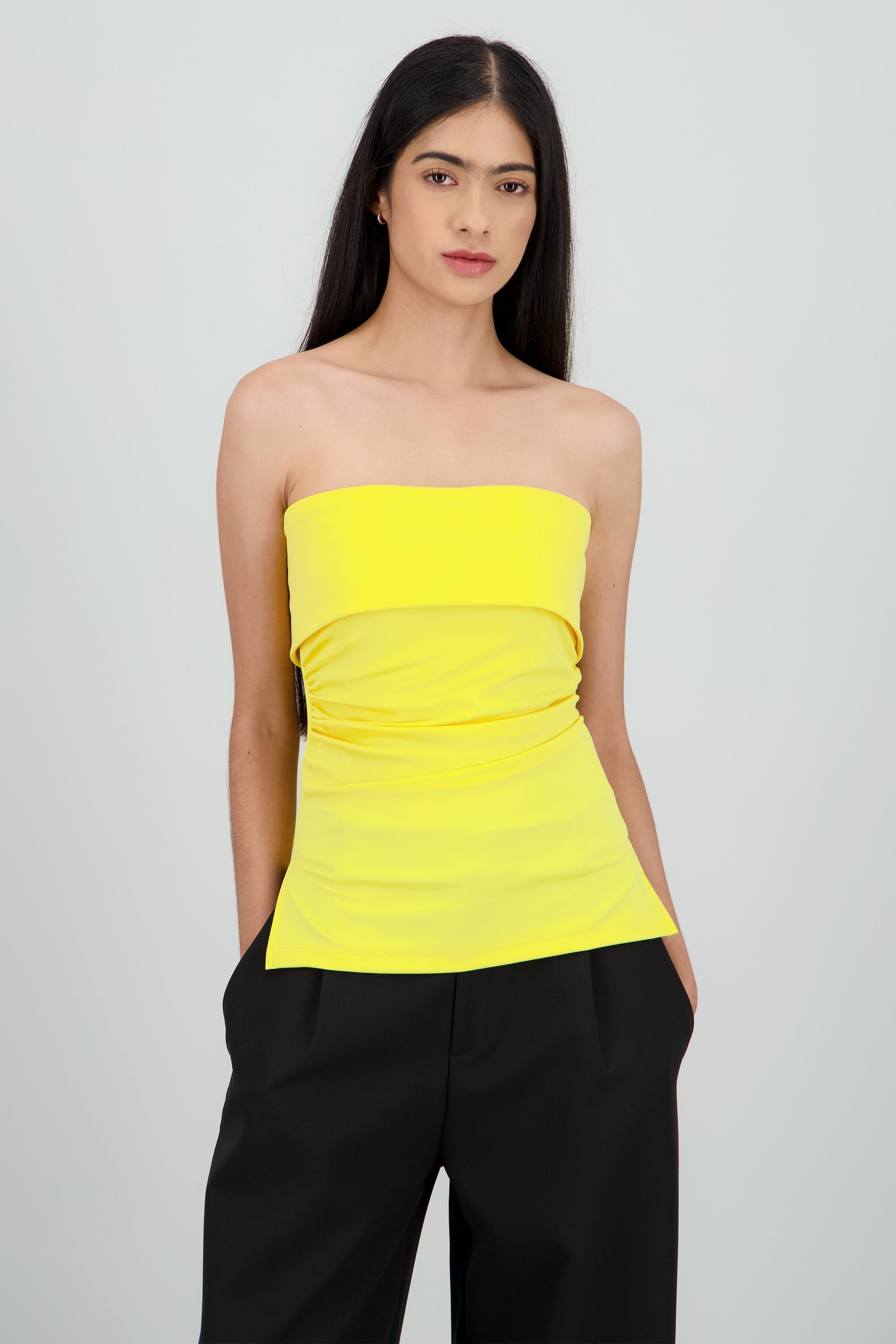 Top tubo con dobles escote Hypsters AMARILLO