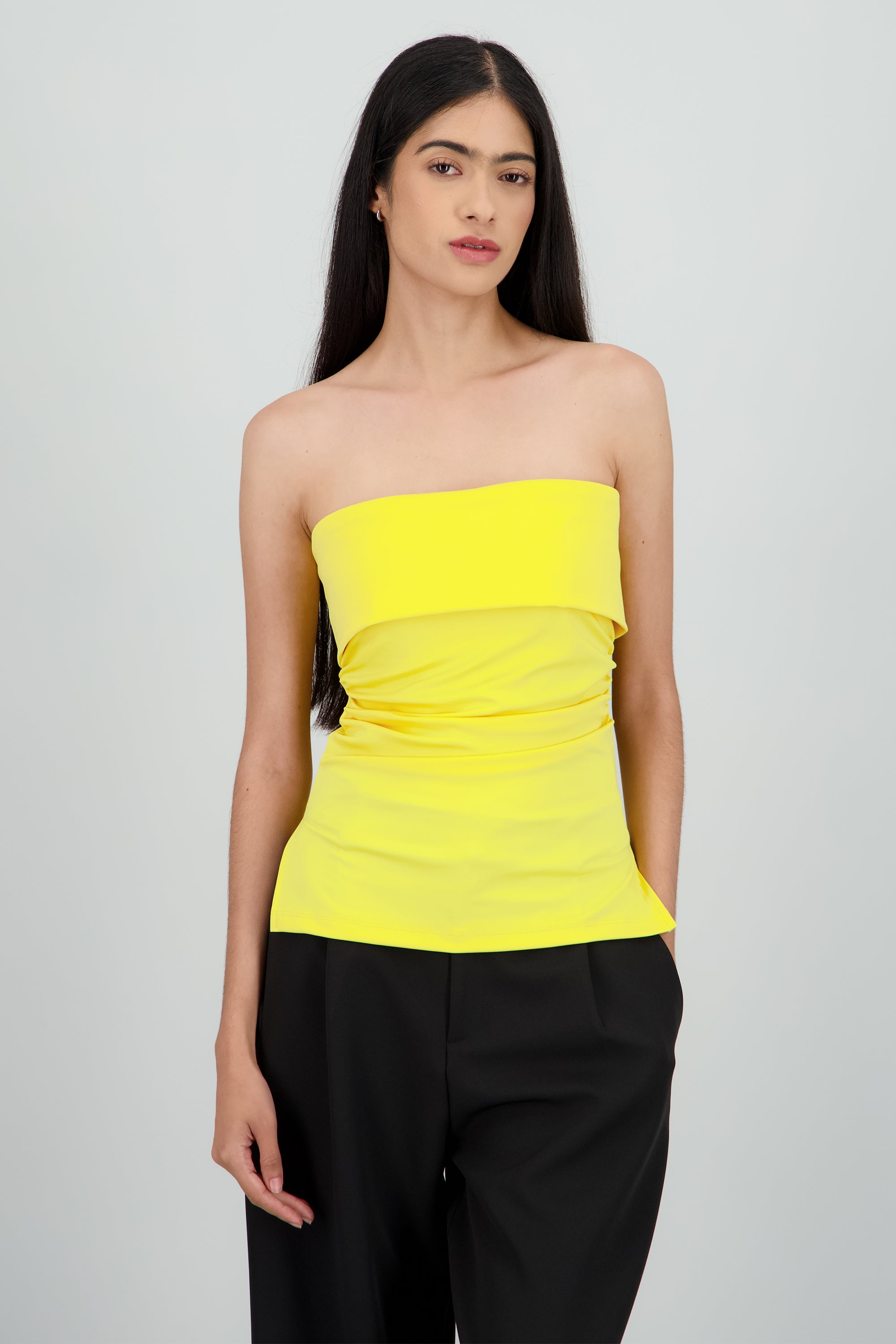 Top tubo con dobles escote Hypsters AMARILLO