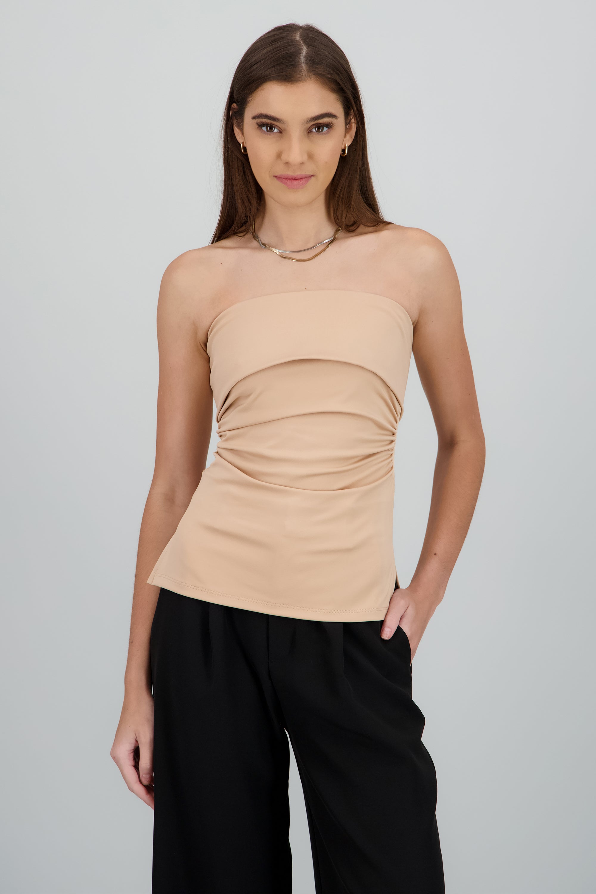 Top tubo con dobles escote Hypsters NUDE