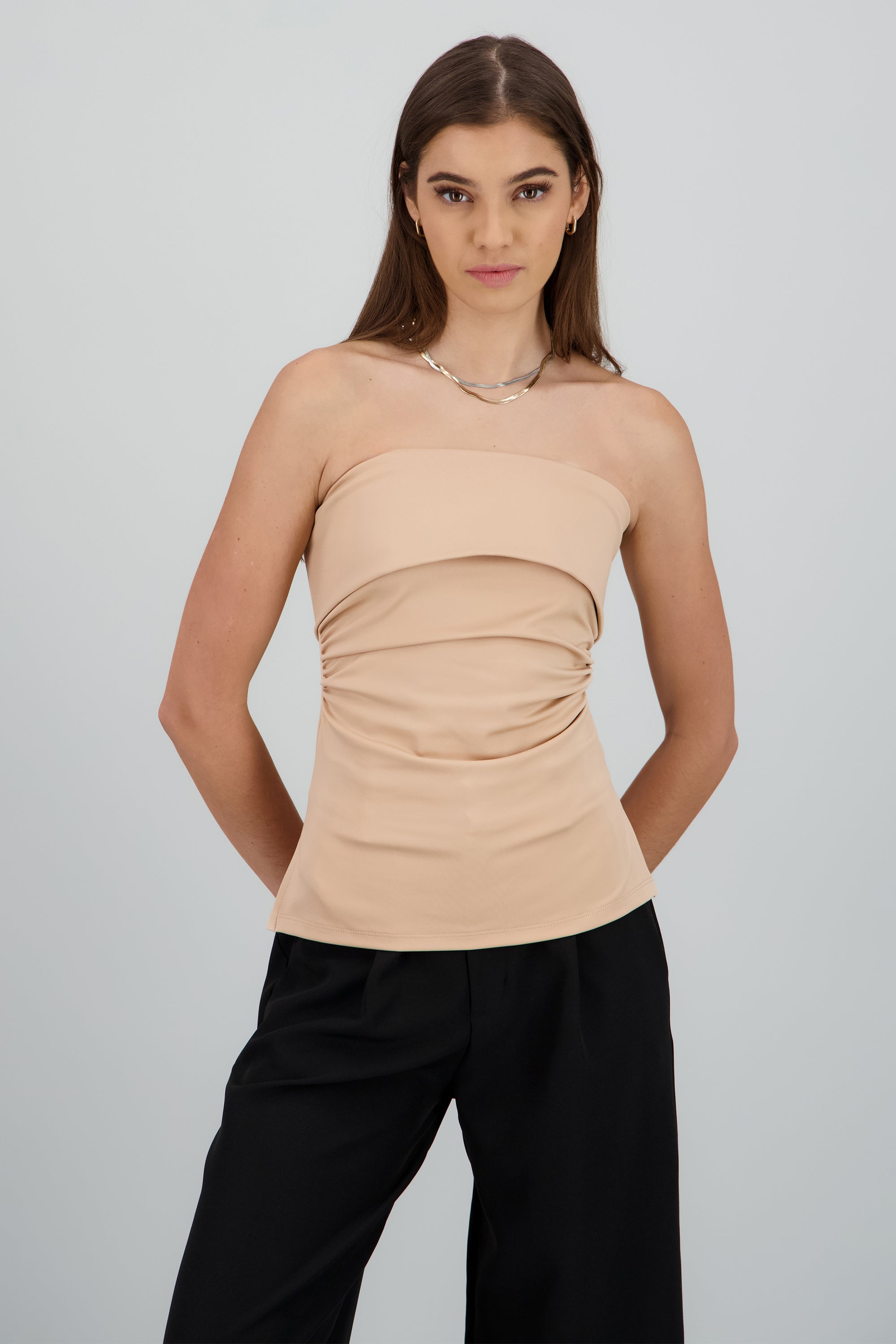 Top tubo con dobles escote Hypsters NUDE