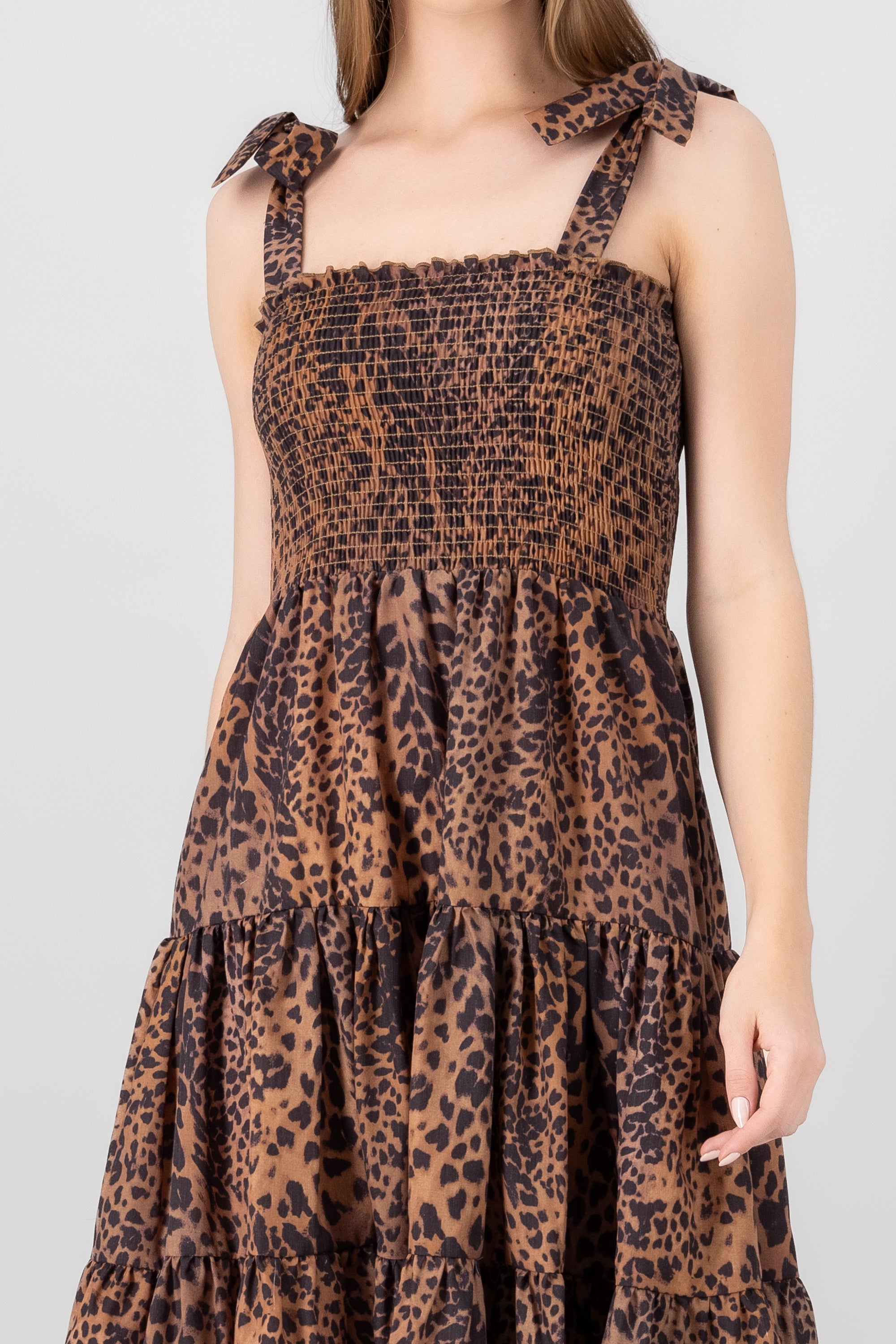 Vestido midi olanes animal print CAFE COMBO