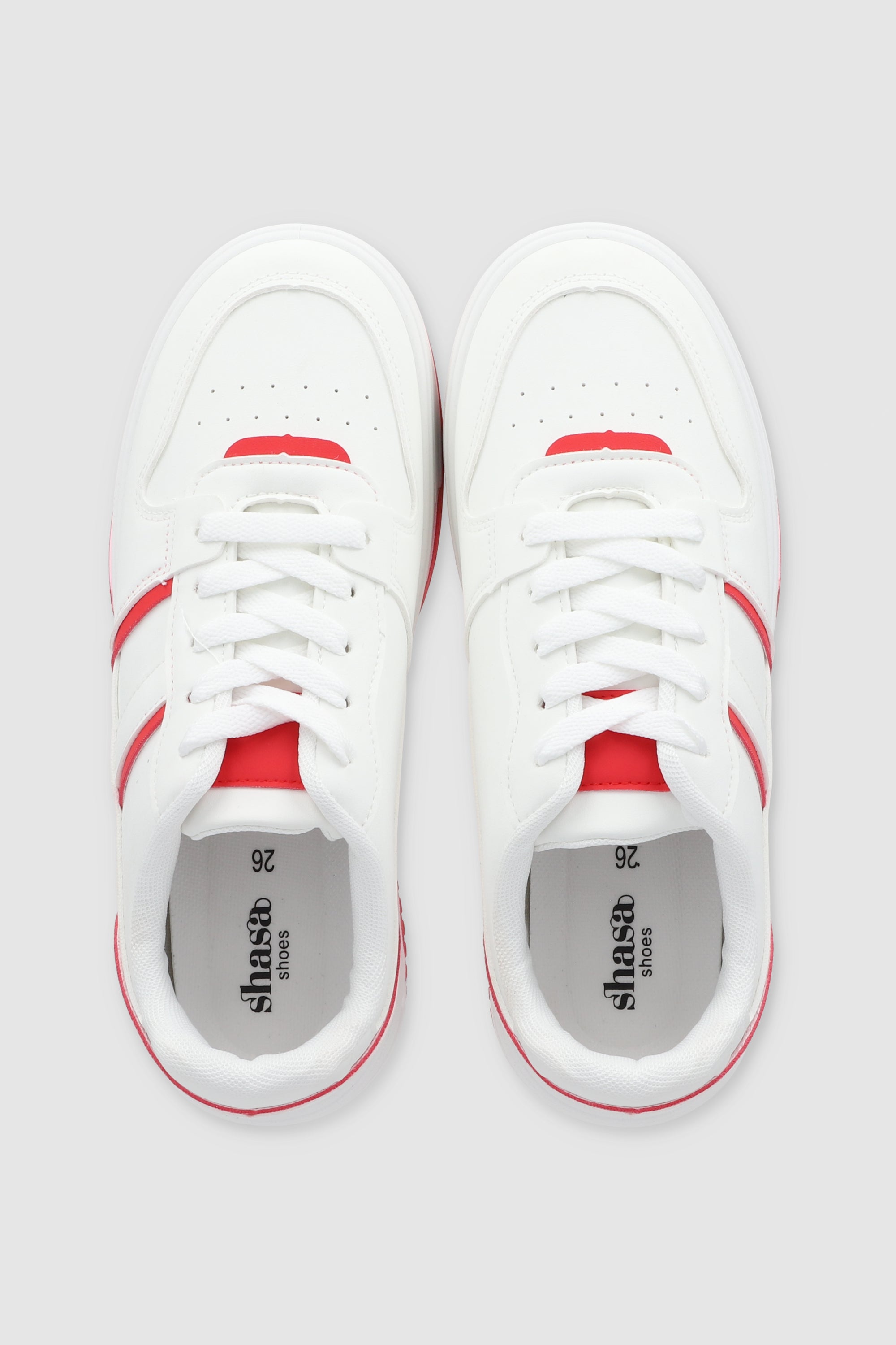 Tenis casual detalle linea color ROJO