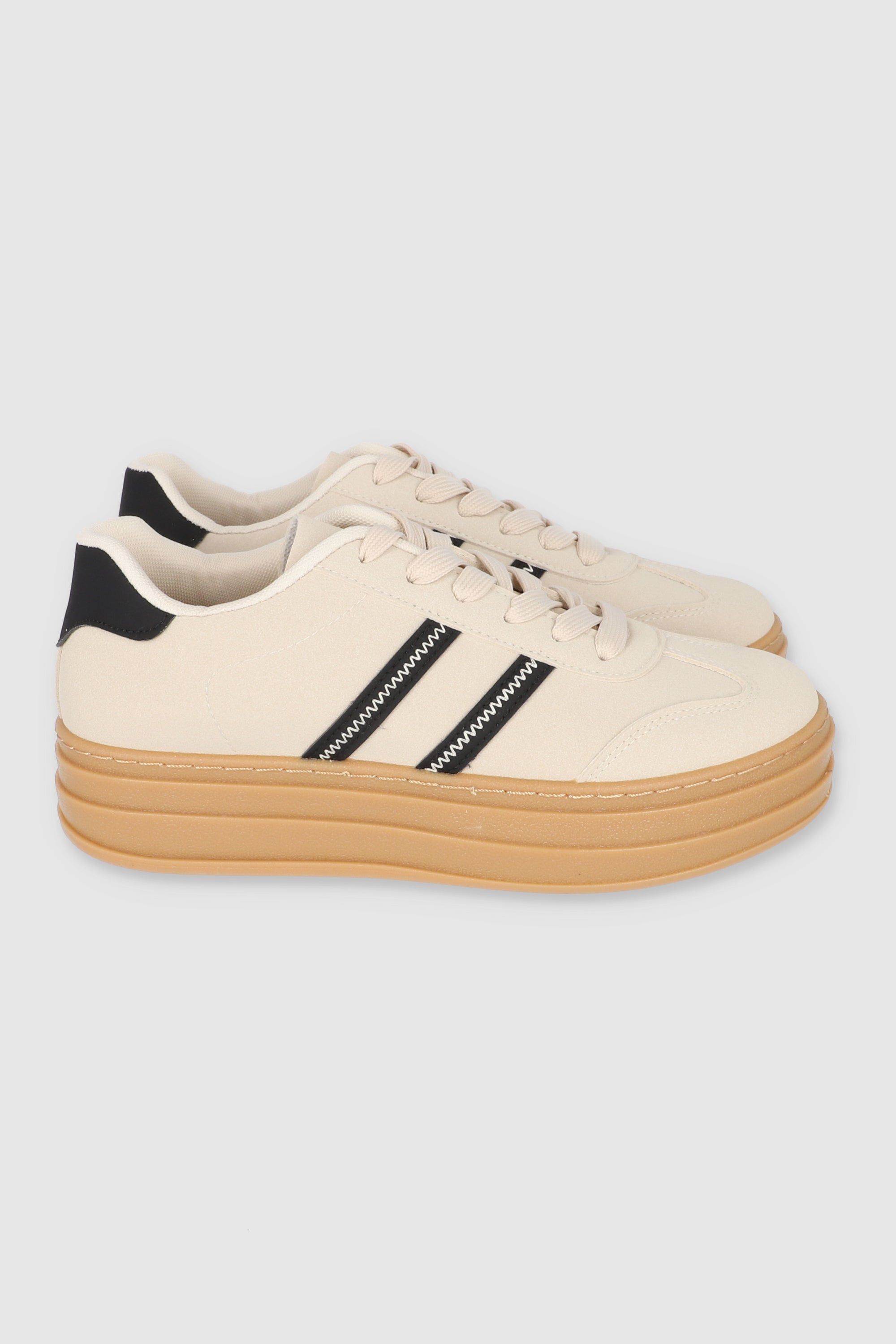 Tenis urbano plataforma rayas BEIGE