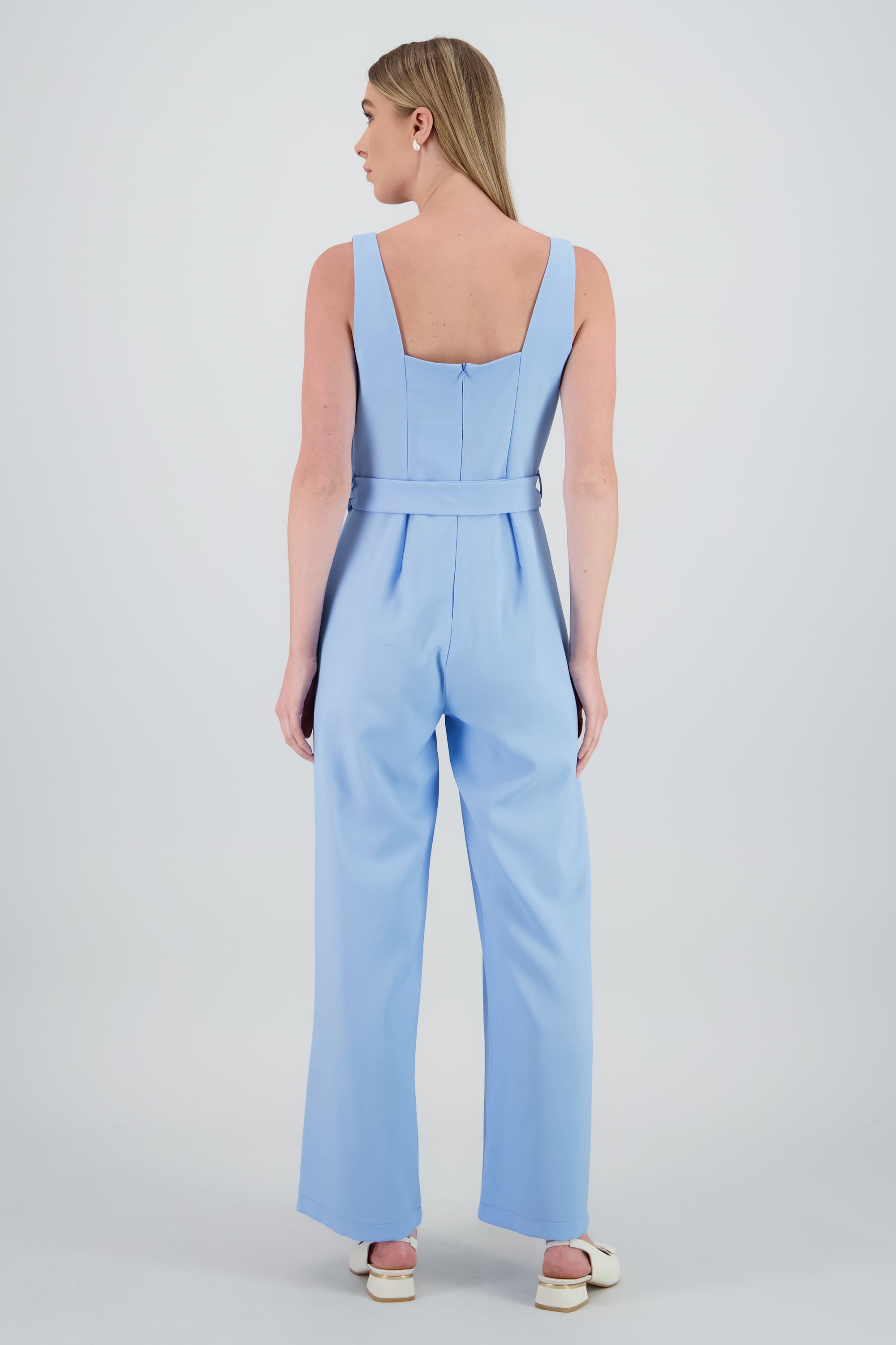 Jumpsuit tirantes detalle cinturon AZUL CIELO