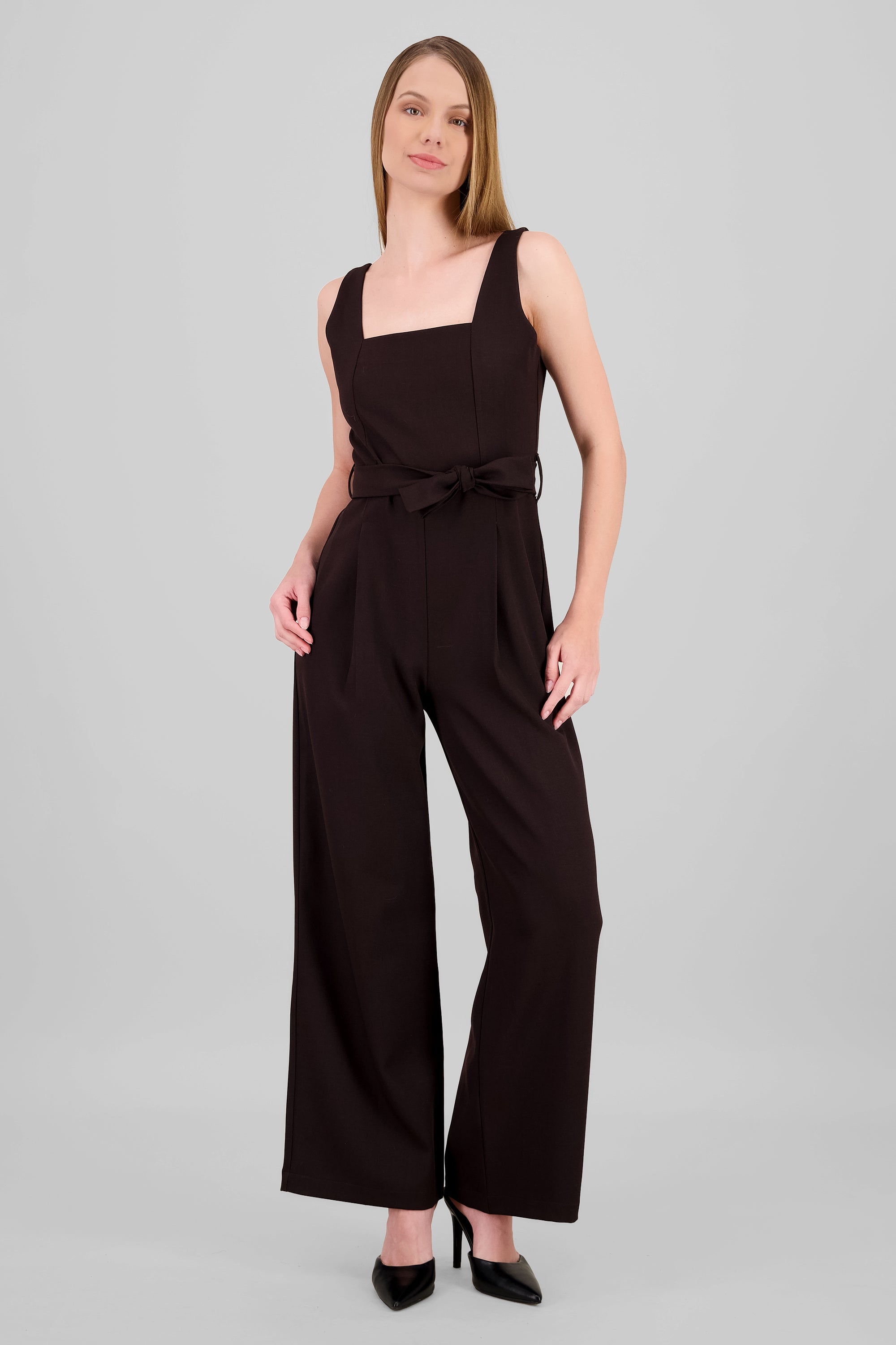 Jumpsuit tirantes detalle cinturon CHOCOLATE