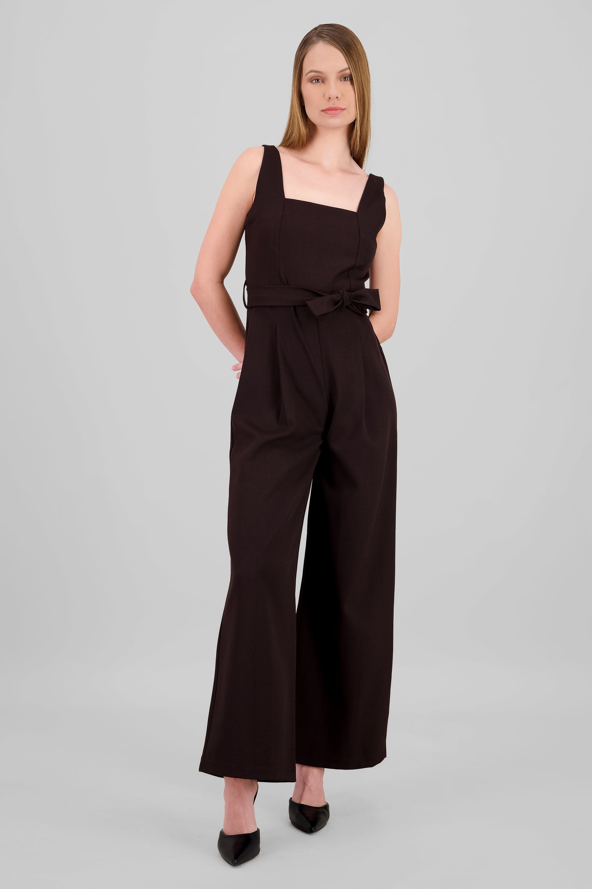 Jumpsuit tirantes detalle cinturon CHOCOLATE