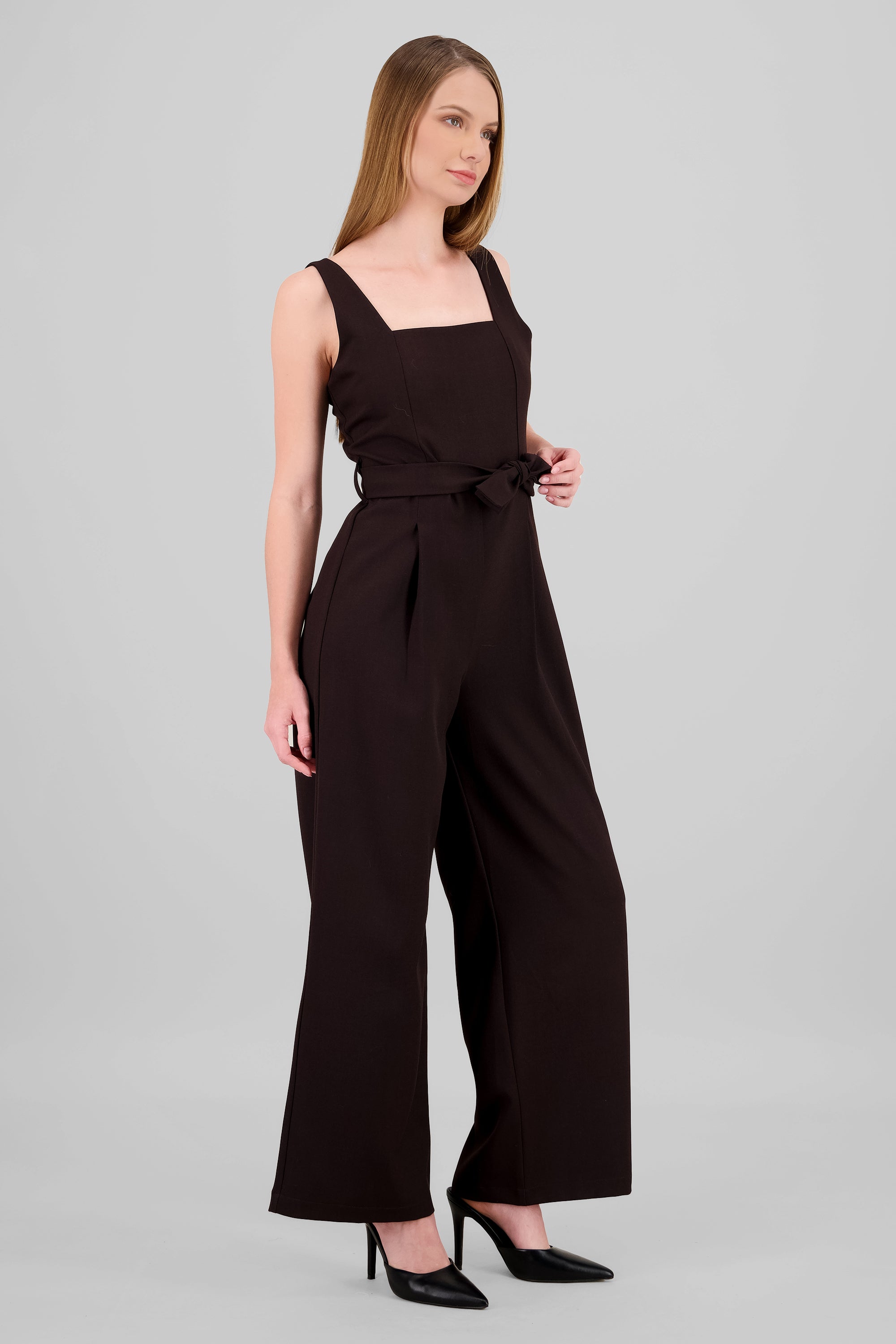 Jumpsuit tirantes detalle cinturon CHOCOLATE