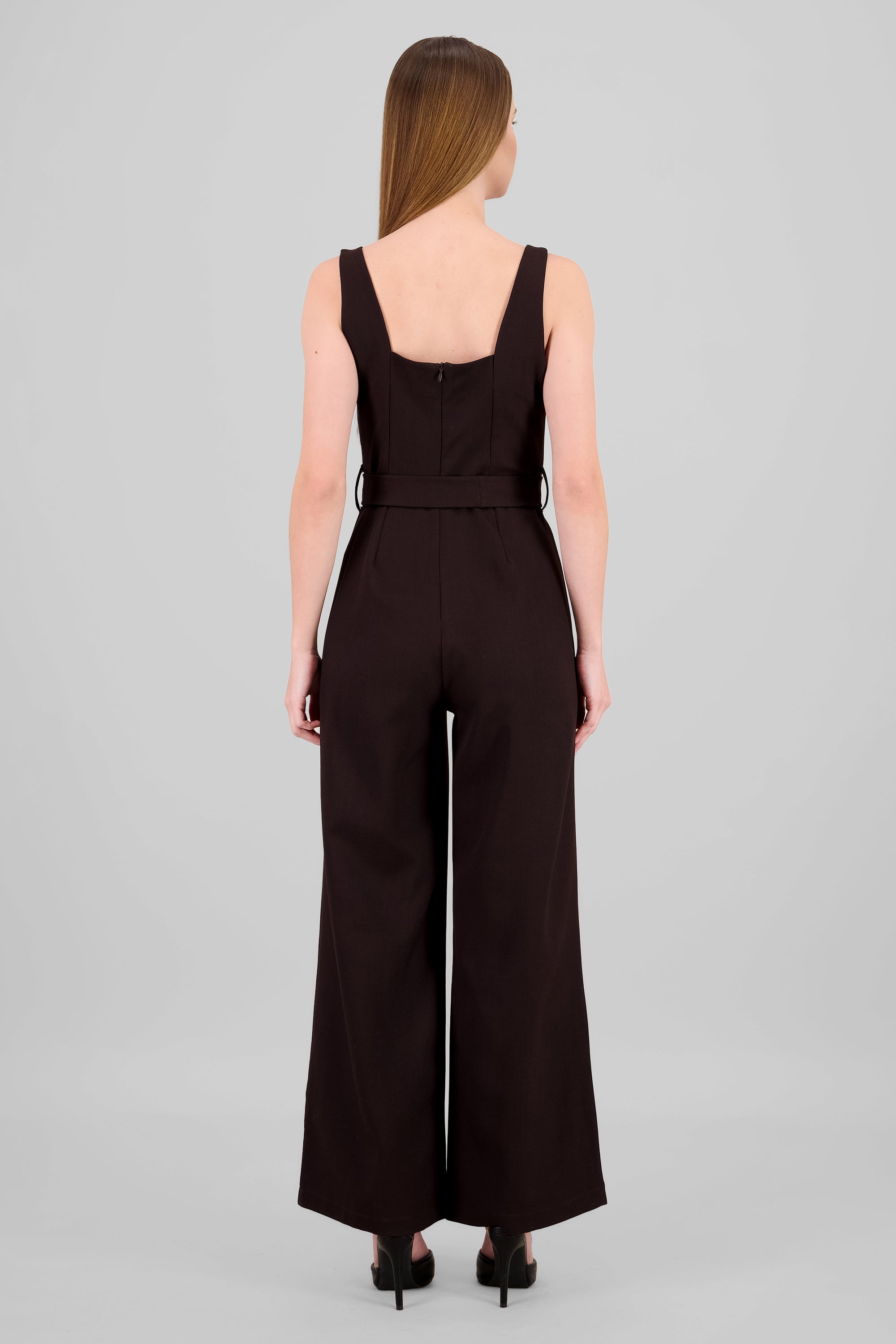 Jumpsuit tirantes detalle cinturon CHOCOLATE