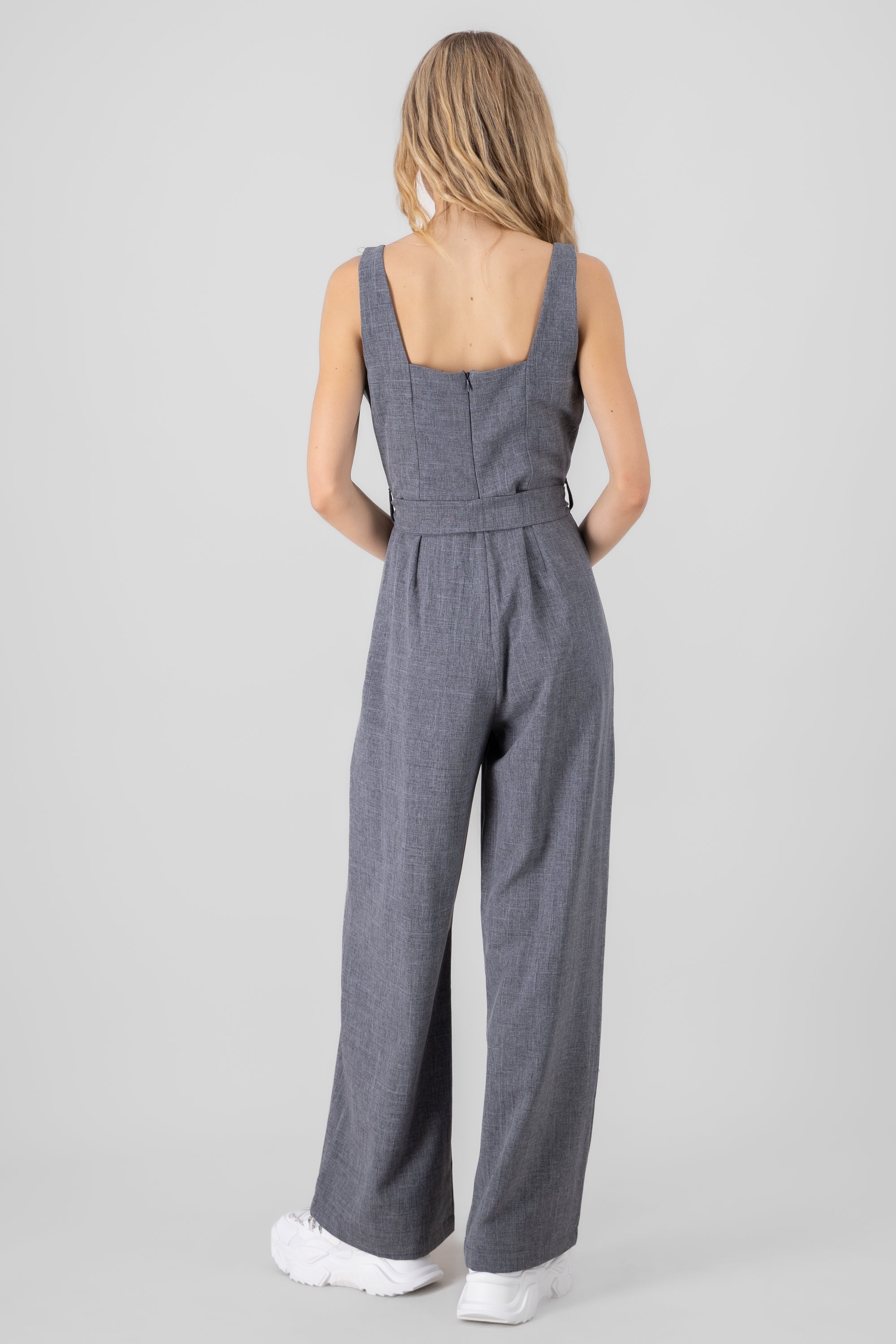 Jumpsuit tirantes detalle cinturon GRIS JASPE