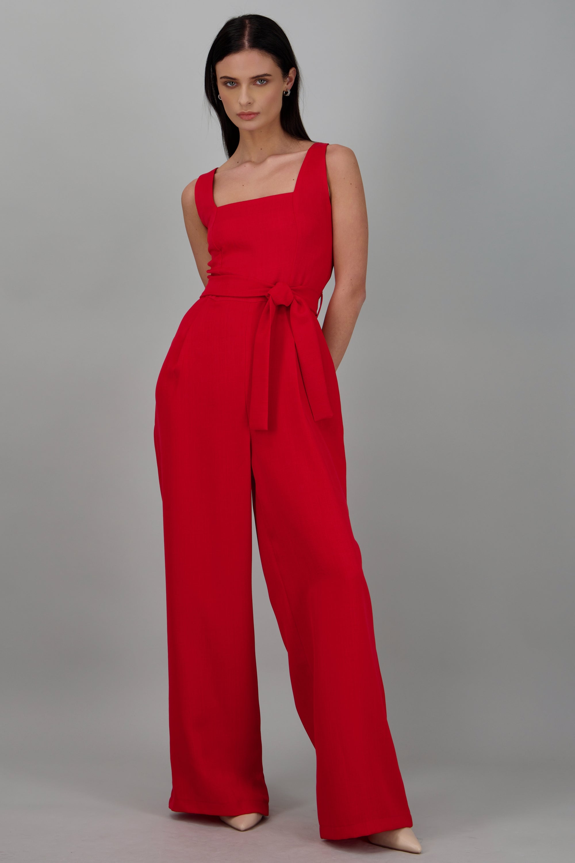 Jumpsuit tirantes detalle cinturon ROJO
