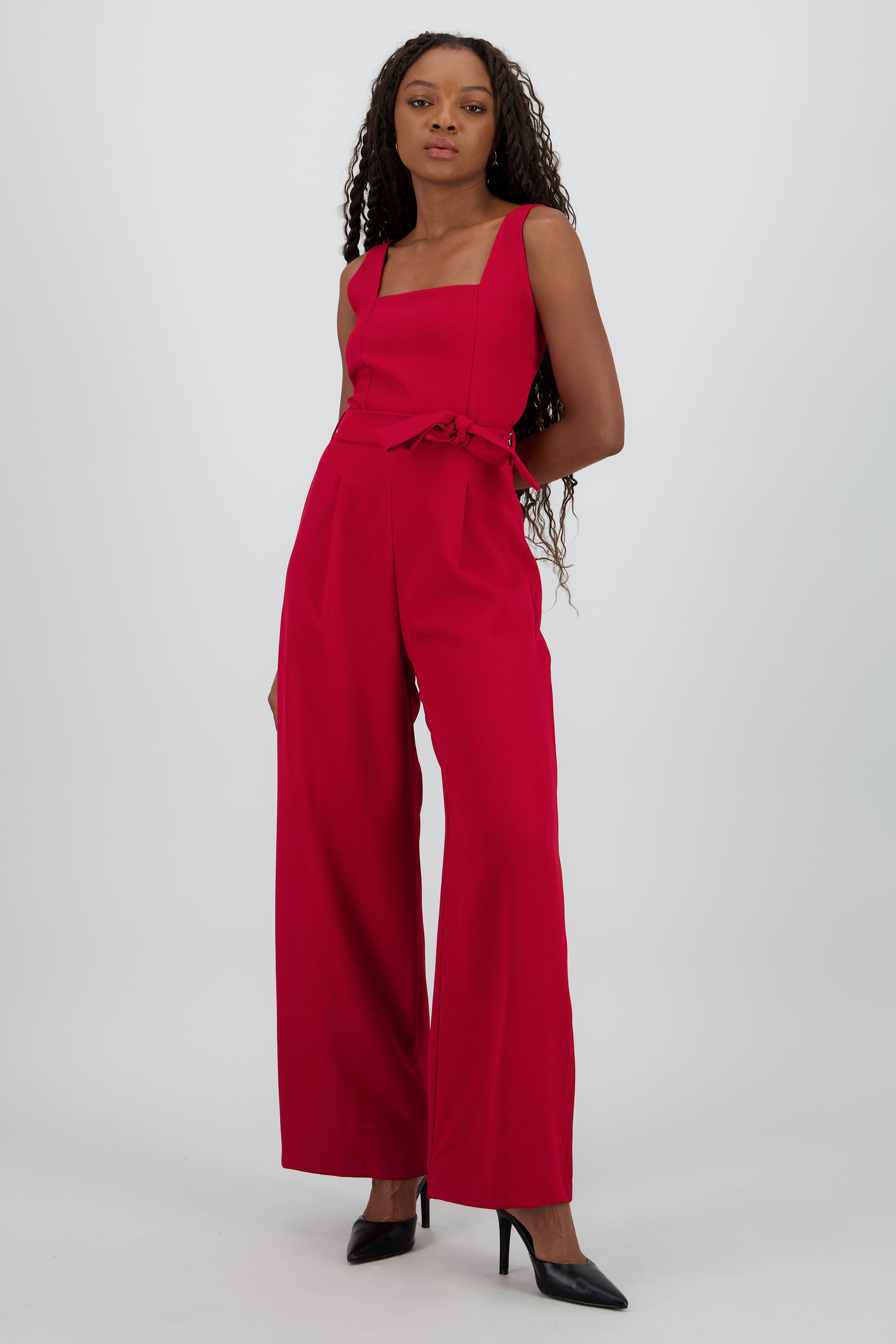 Jumpsuit tirantes detalle cinturon ROJO