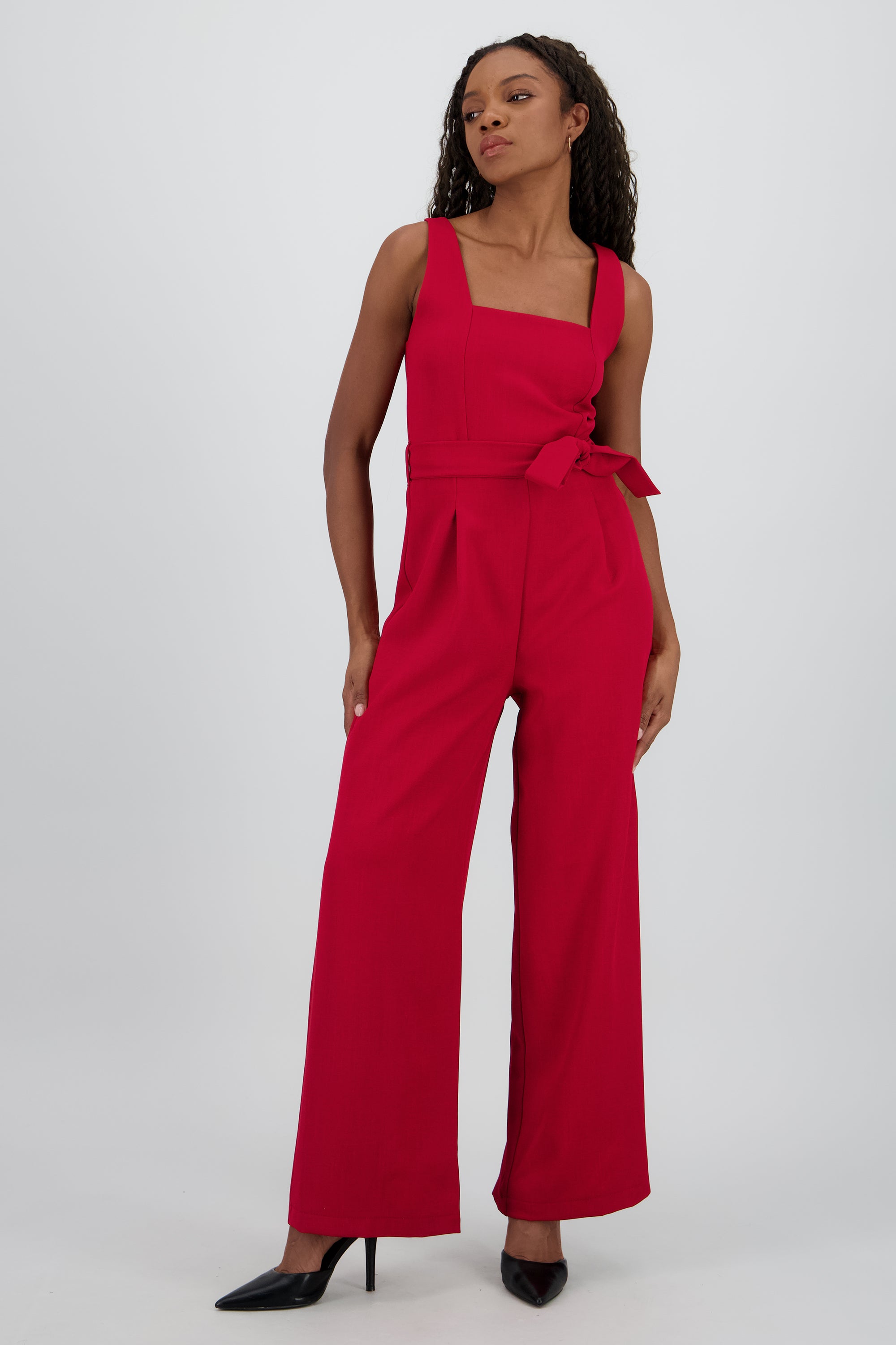 Jumpsuit tirantes detalle cinturon ROJO