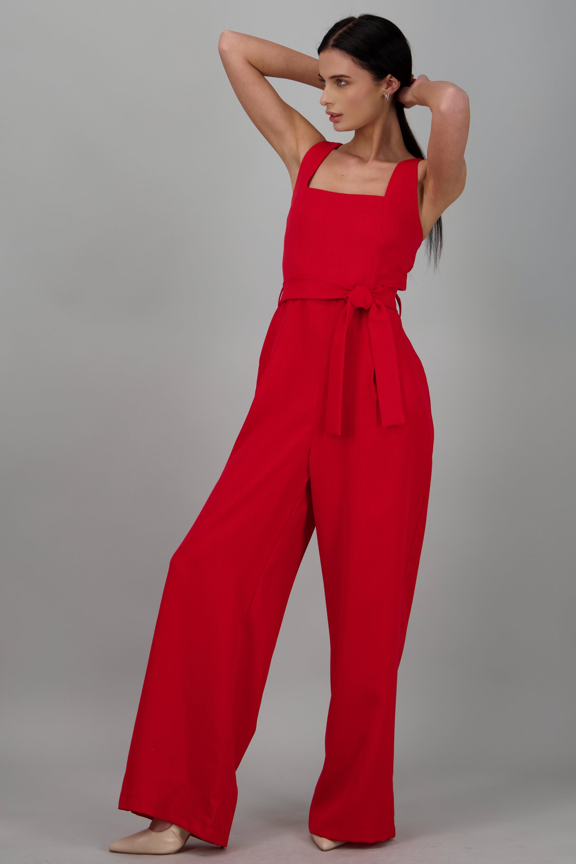 Jumpsuit tirantes detalle cinturon ROJO