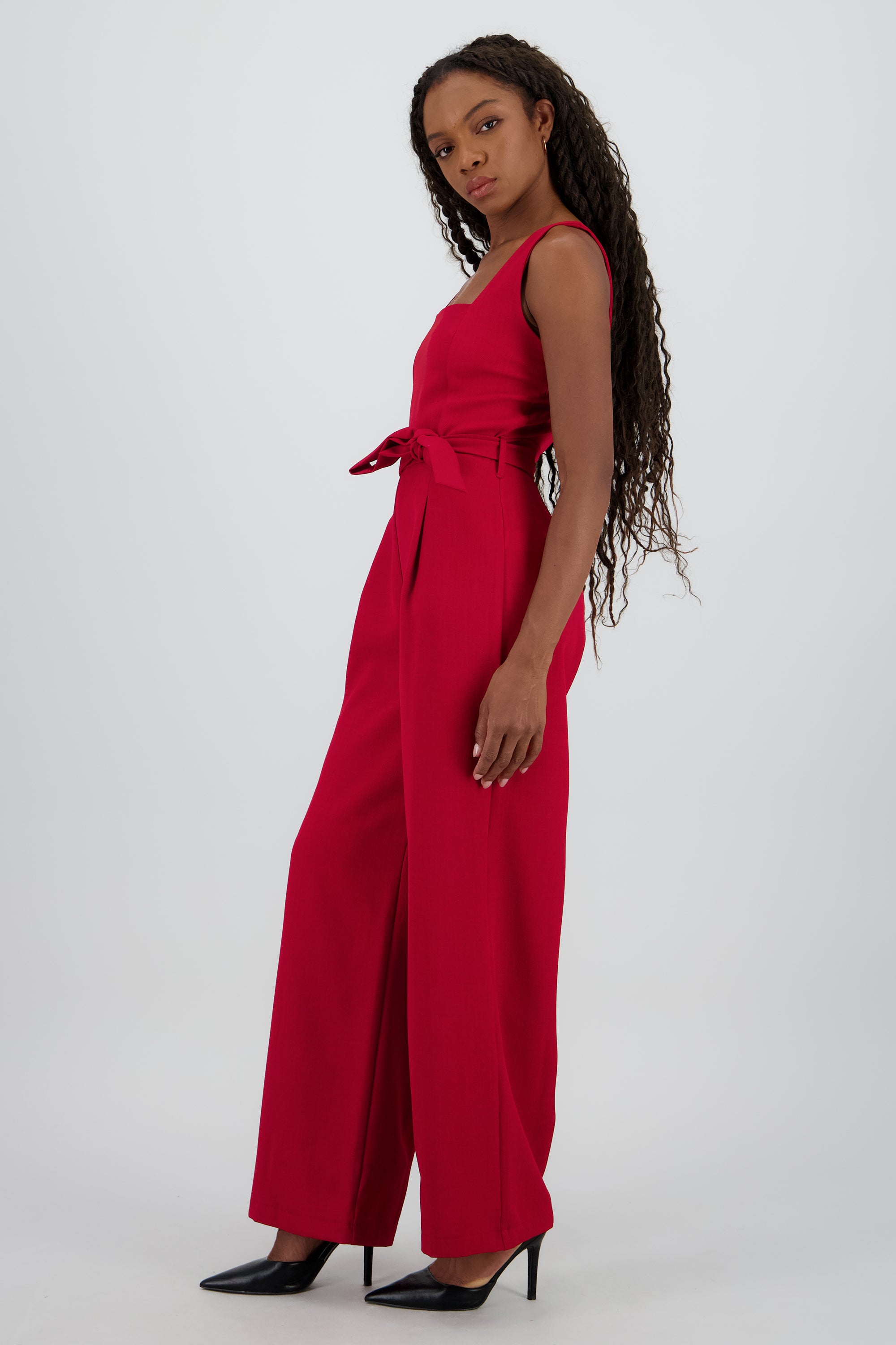 Jumpsuit tirantes detalle cinturon ROJO