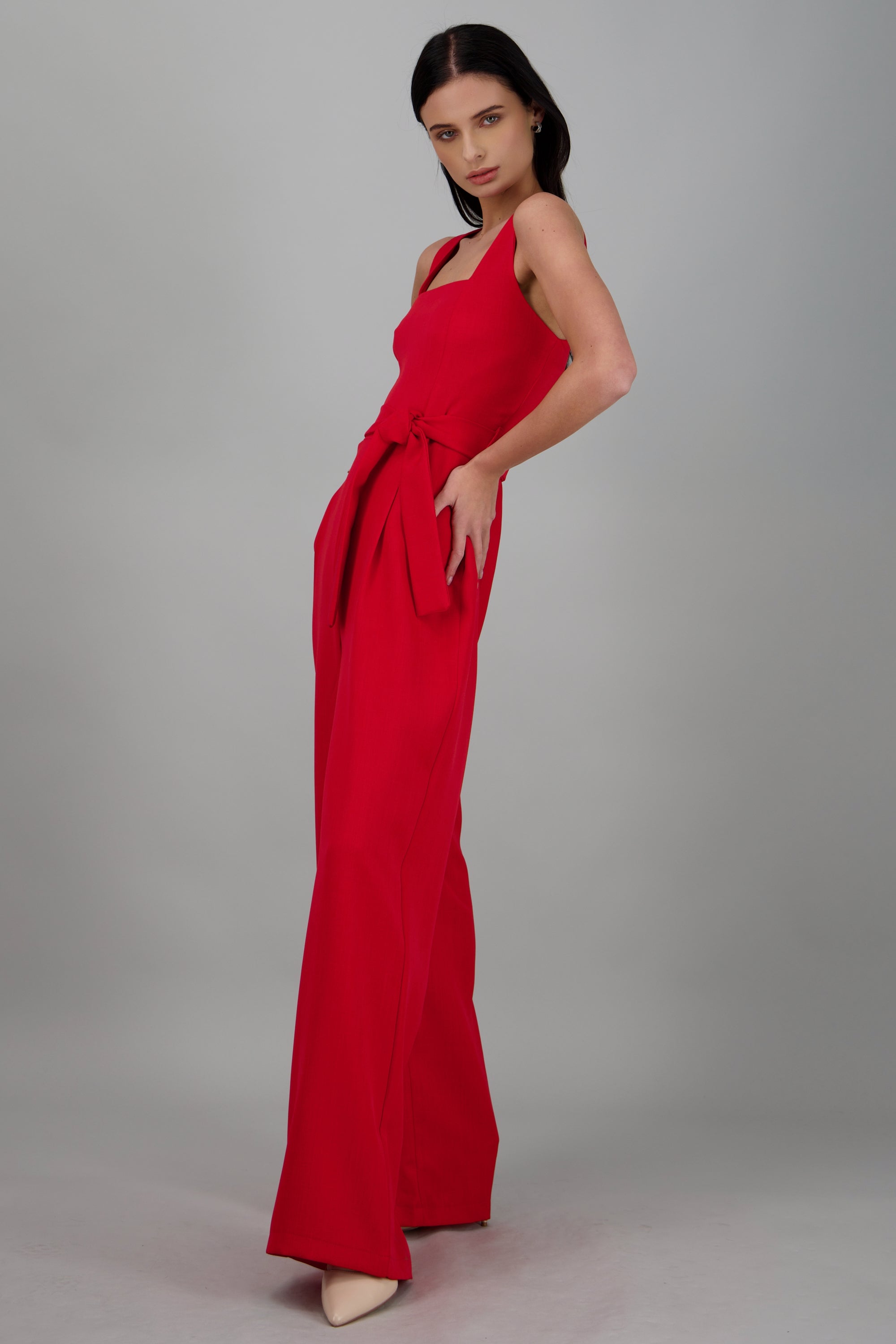Jumpsuit tirantes detalle cinturon ROJO