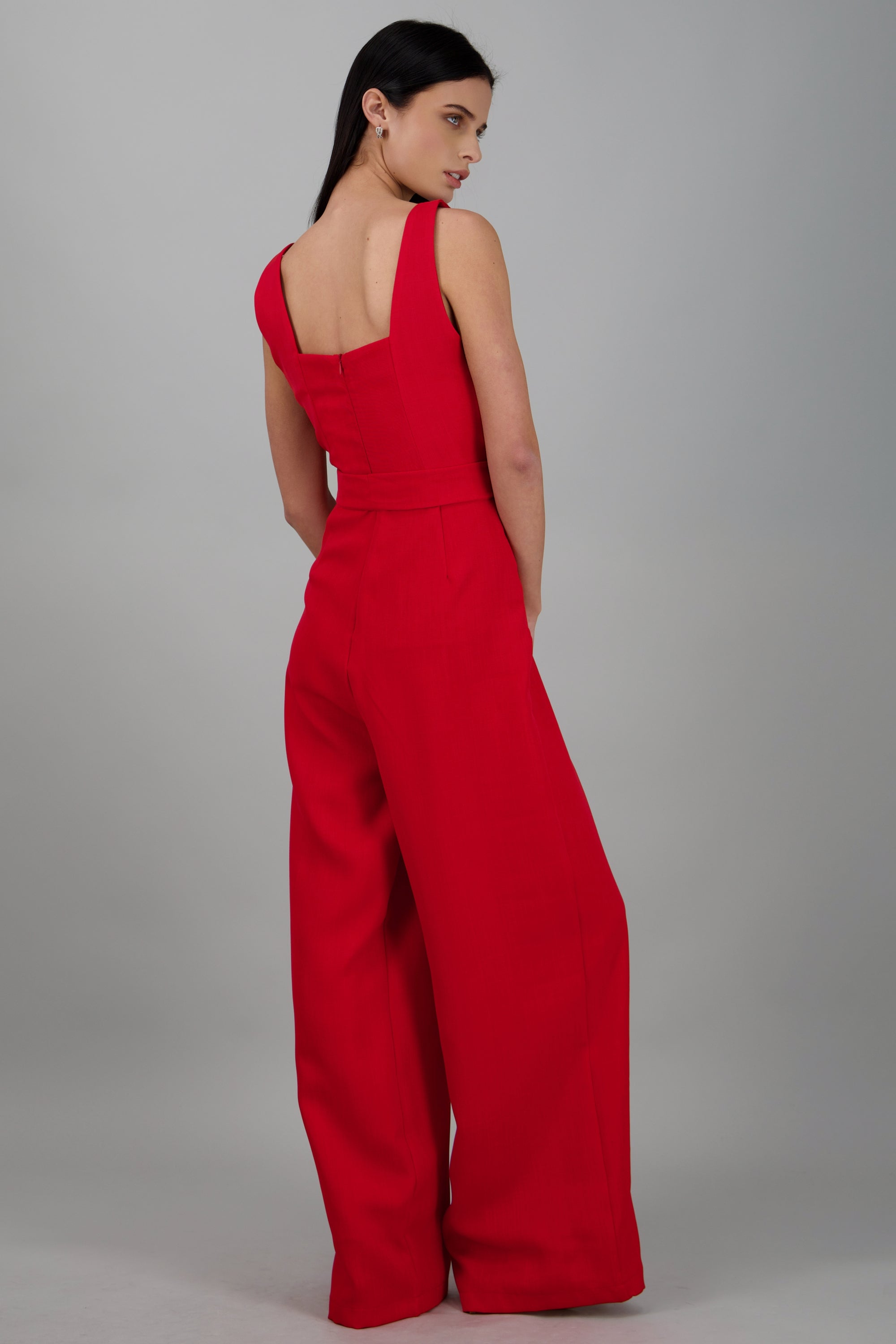 Jumpsuit tirantes detalle cinturon ROJO