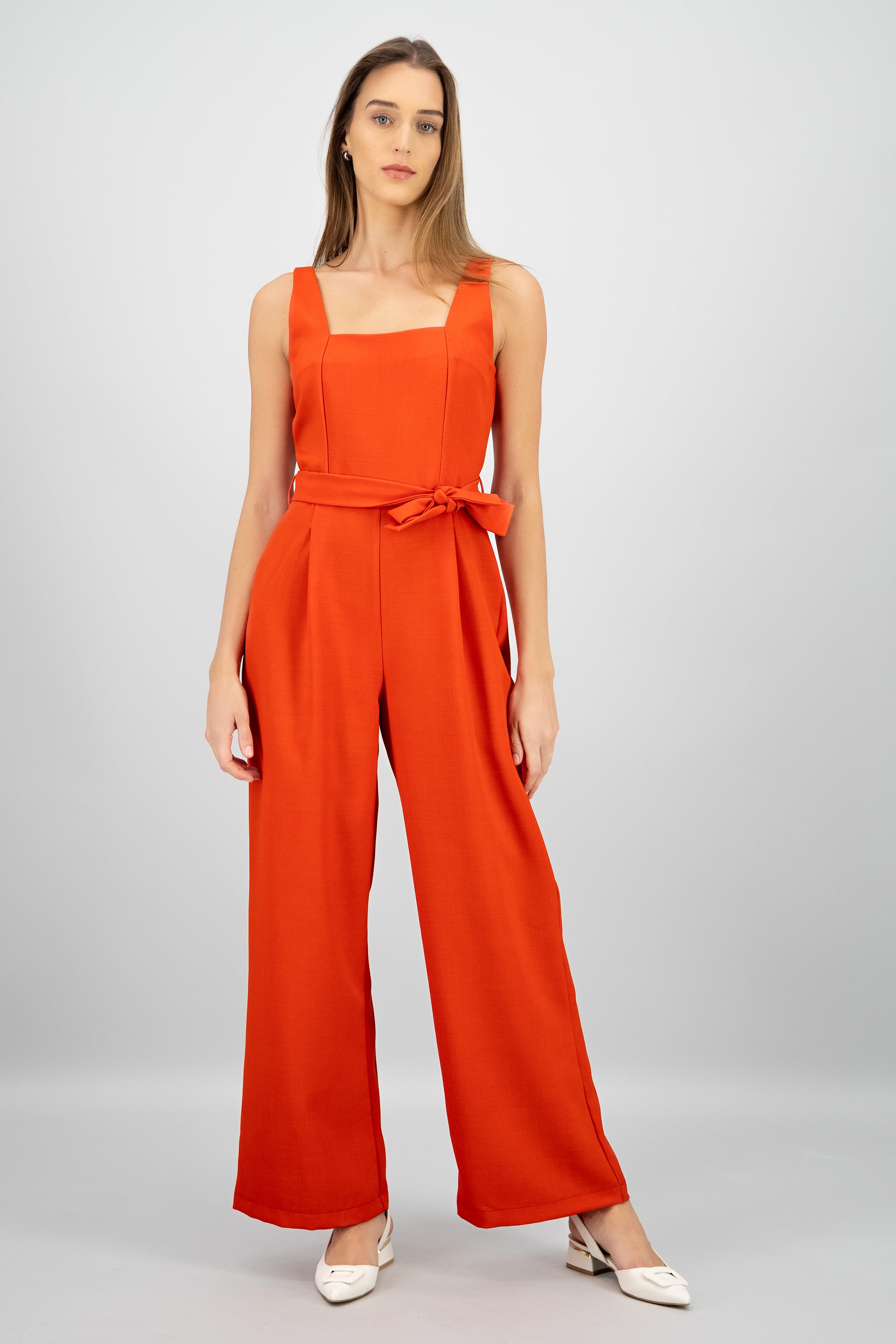 Jumpsuit tirantes detalle cinturon ROJO AMAPOLA