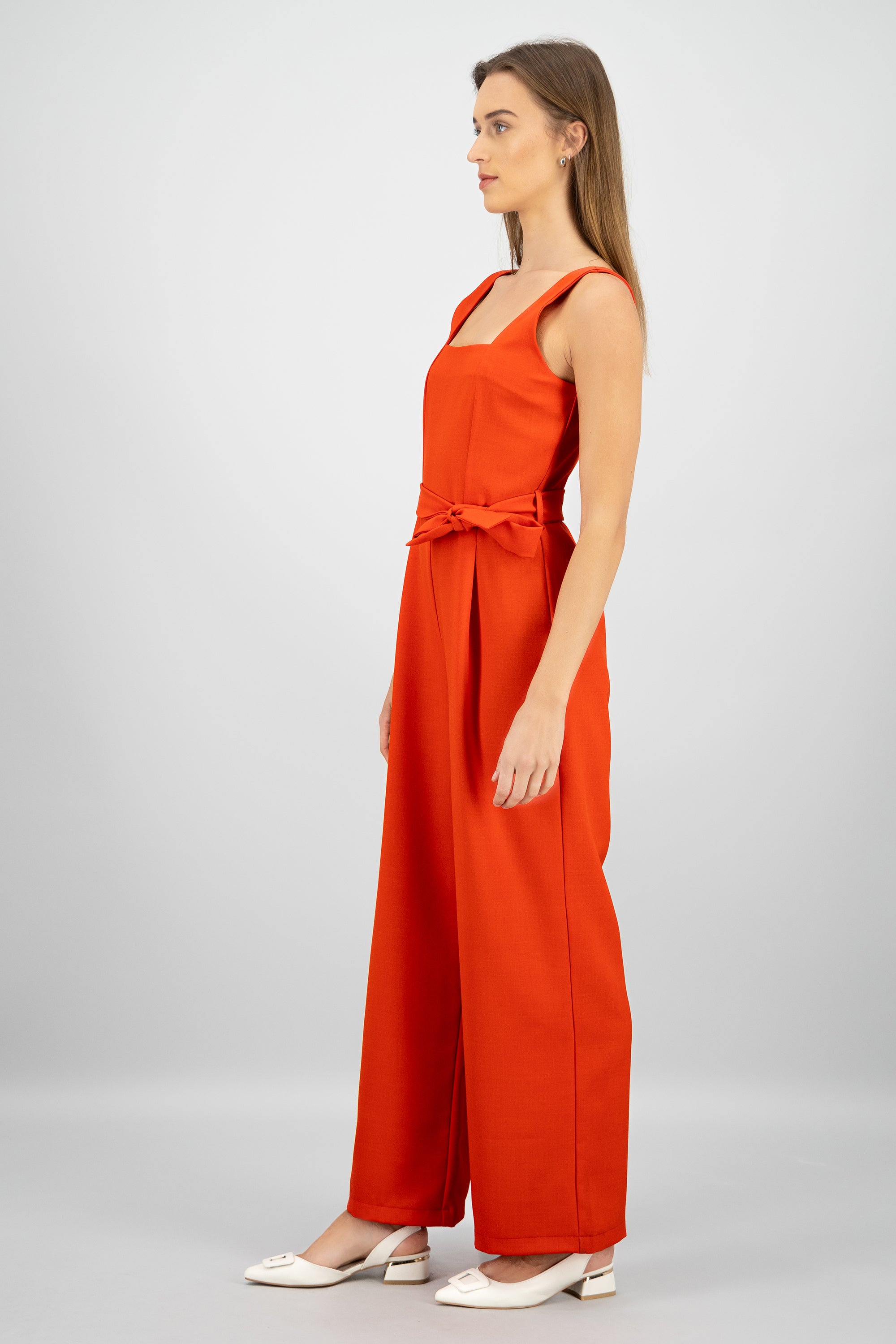 Jumpsuit tirantes detalle cinturon ROJO AMAPOLA