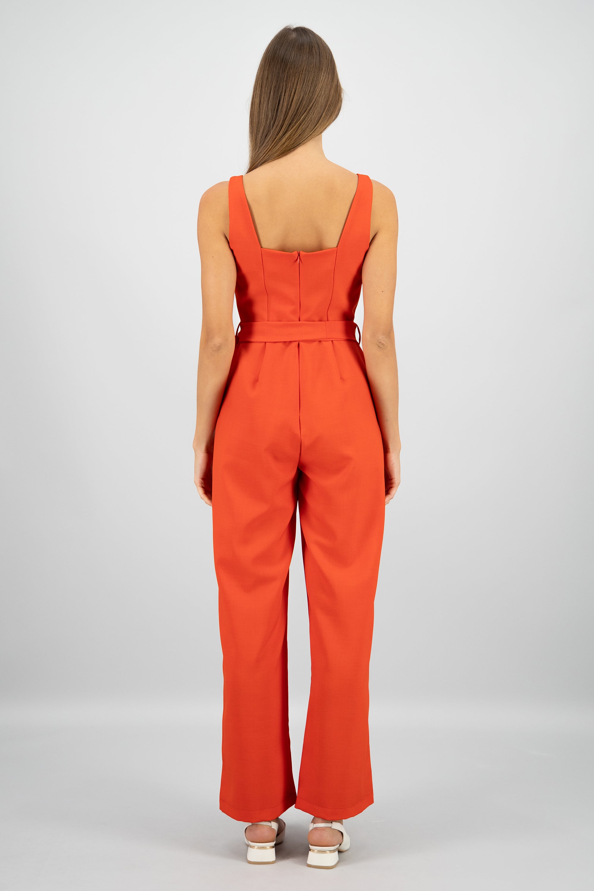 Jumpsuit tirantes detalle cinturon ROJO AMAPOLA