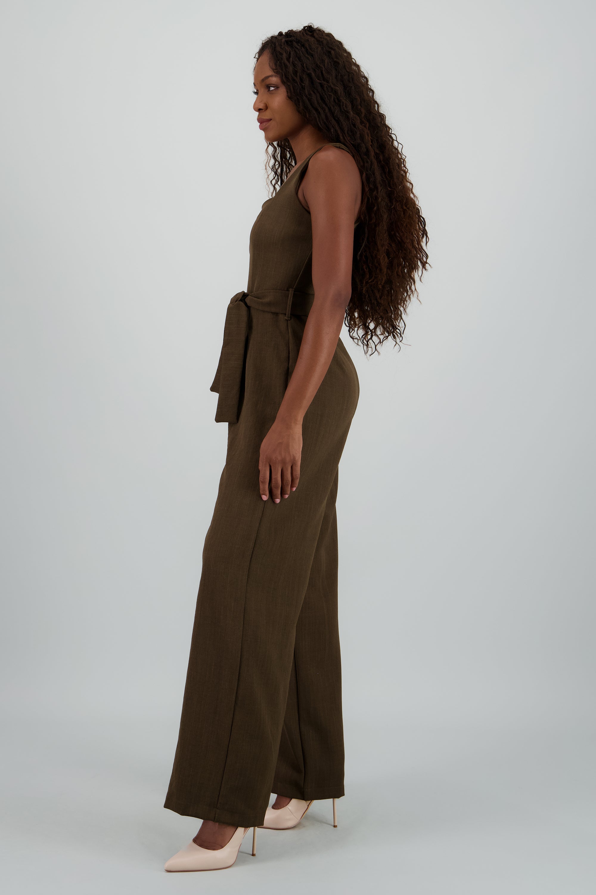 Jumpsuit tirantes detalle cinturon VERDE OBSCURO
