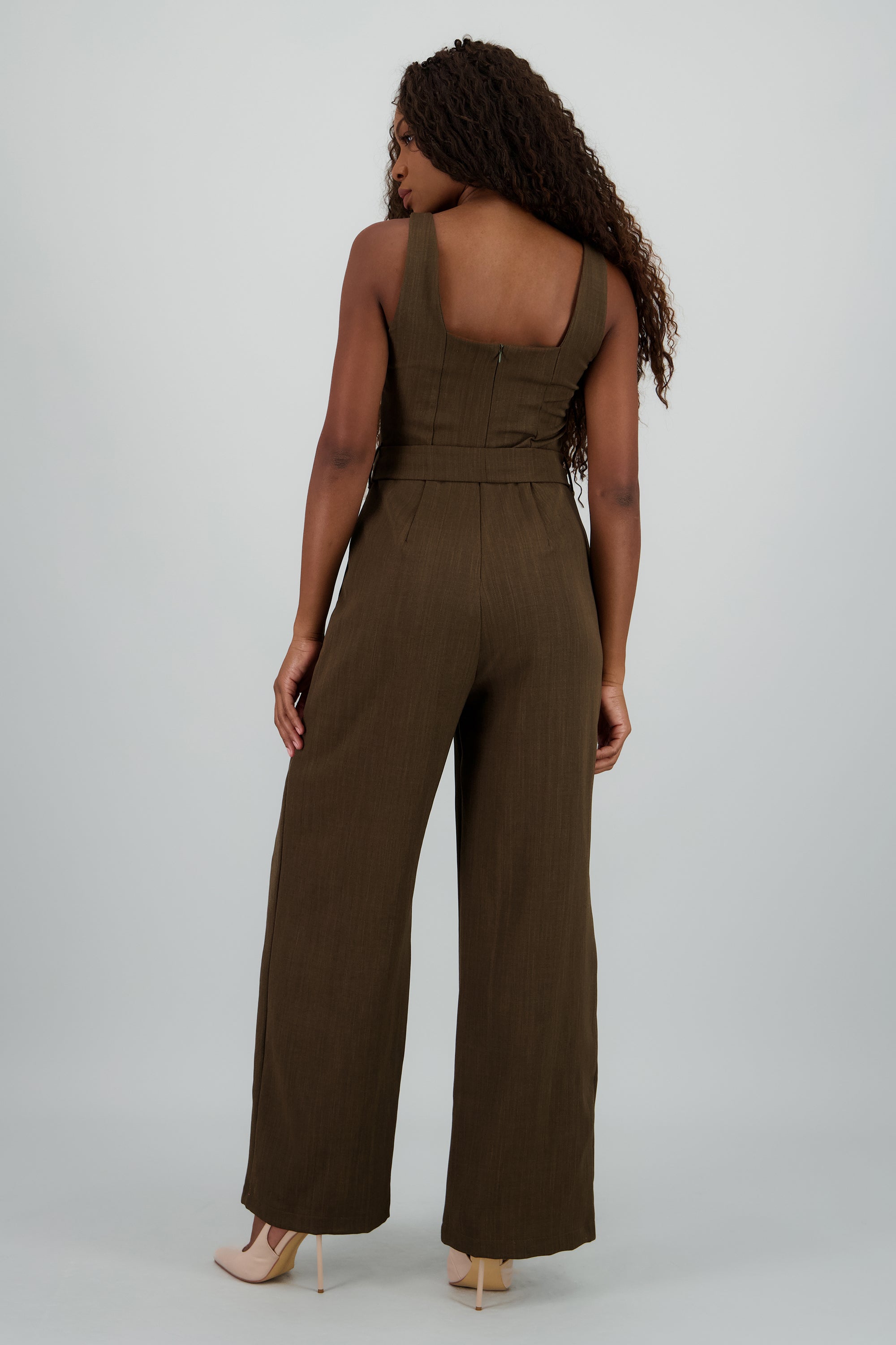 Jumpsuit tirantes detalle cinturon VERDE OBSCURO