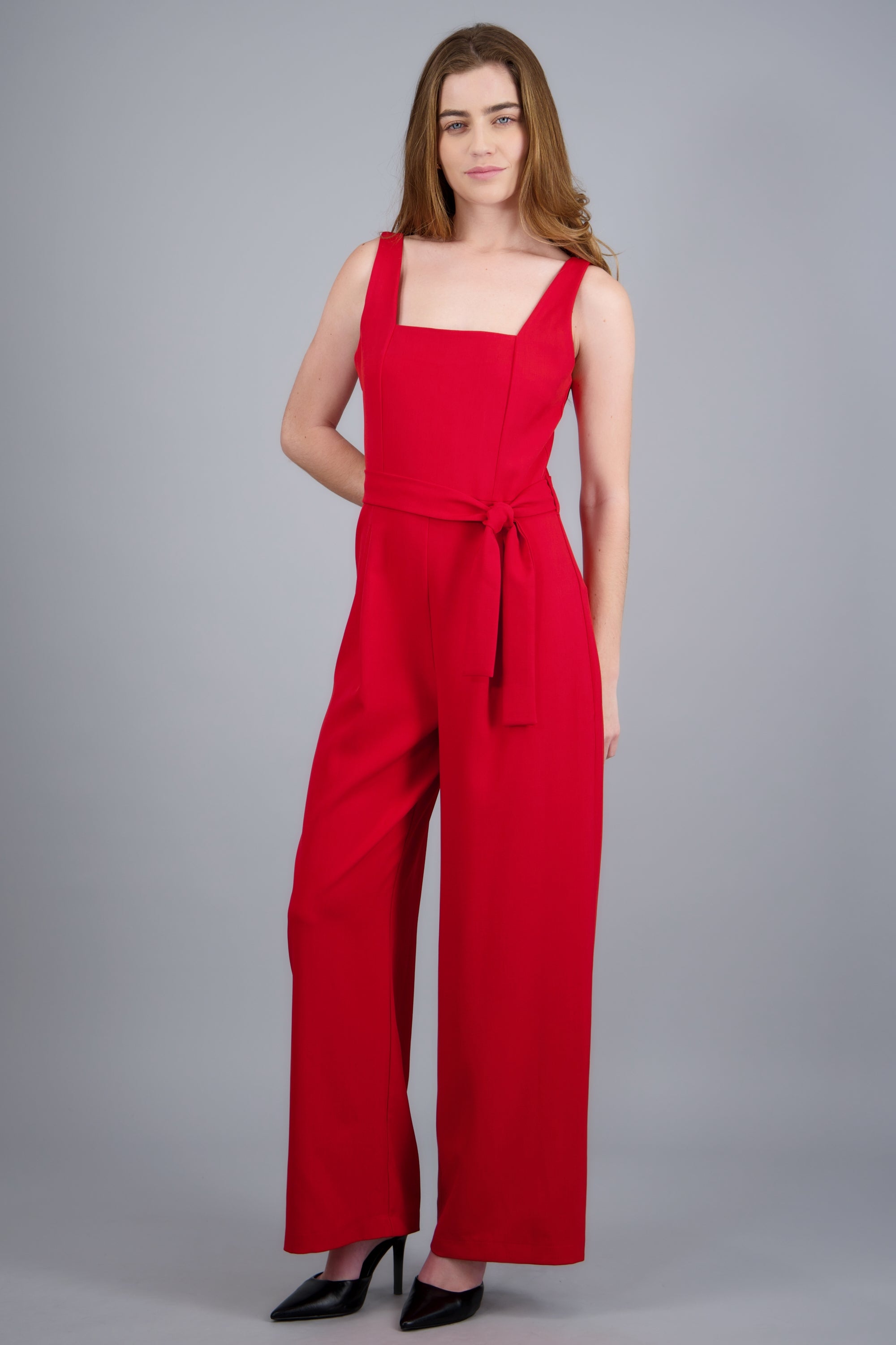 JUMPSUIT TIRANTES DET CINTURON ROJO TOMATE