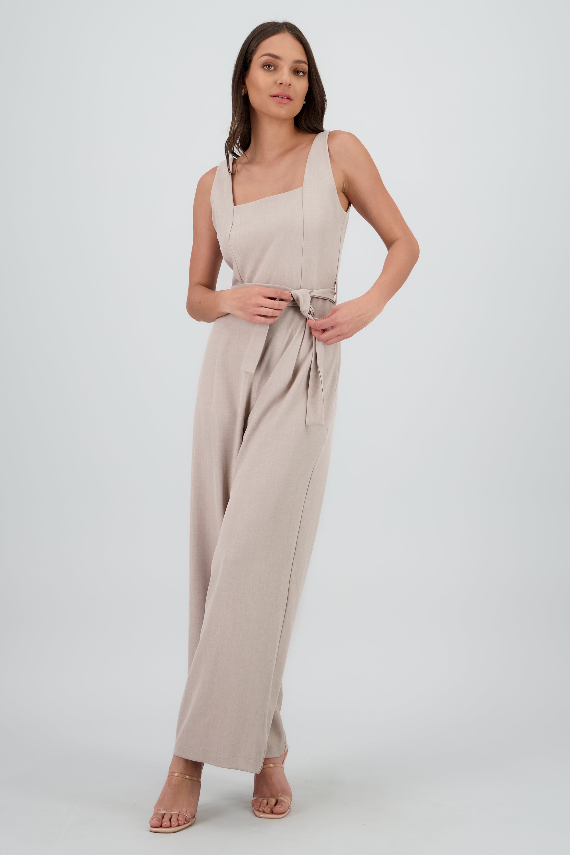 Jumpsuit tirantes detalle cinturón GREIGE