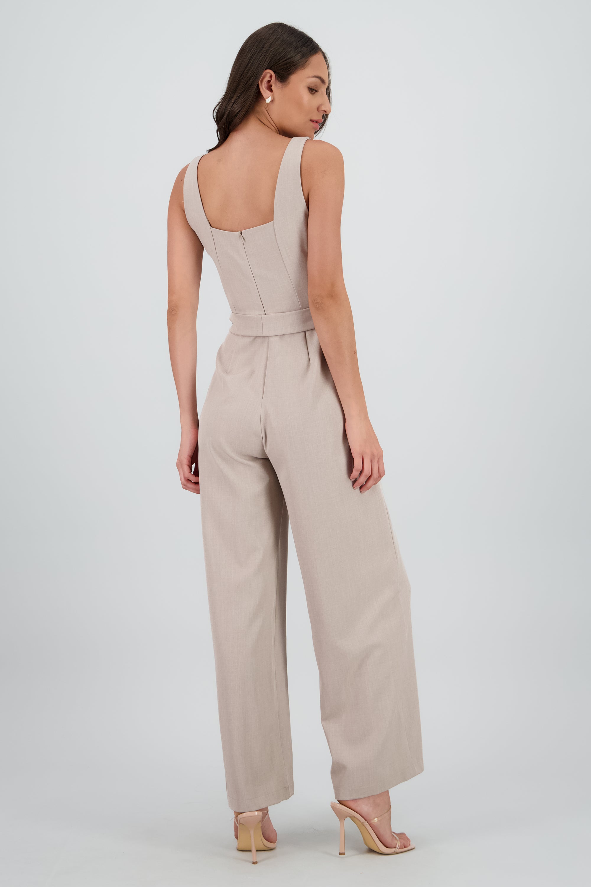 Jumpsuit tirantes detalle cinturón GREIGE