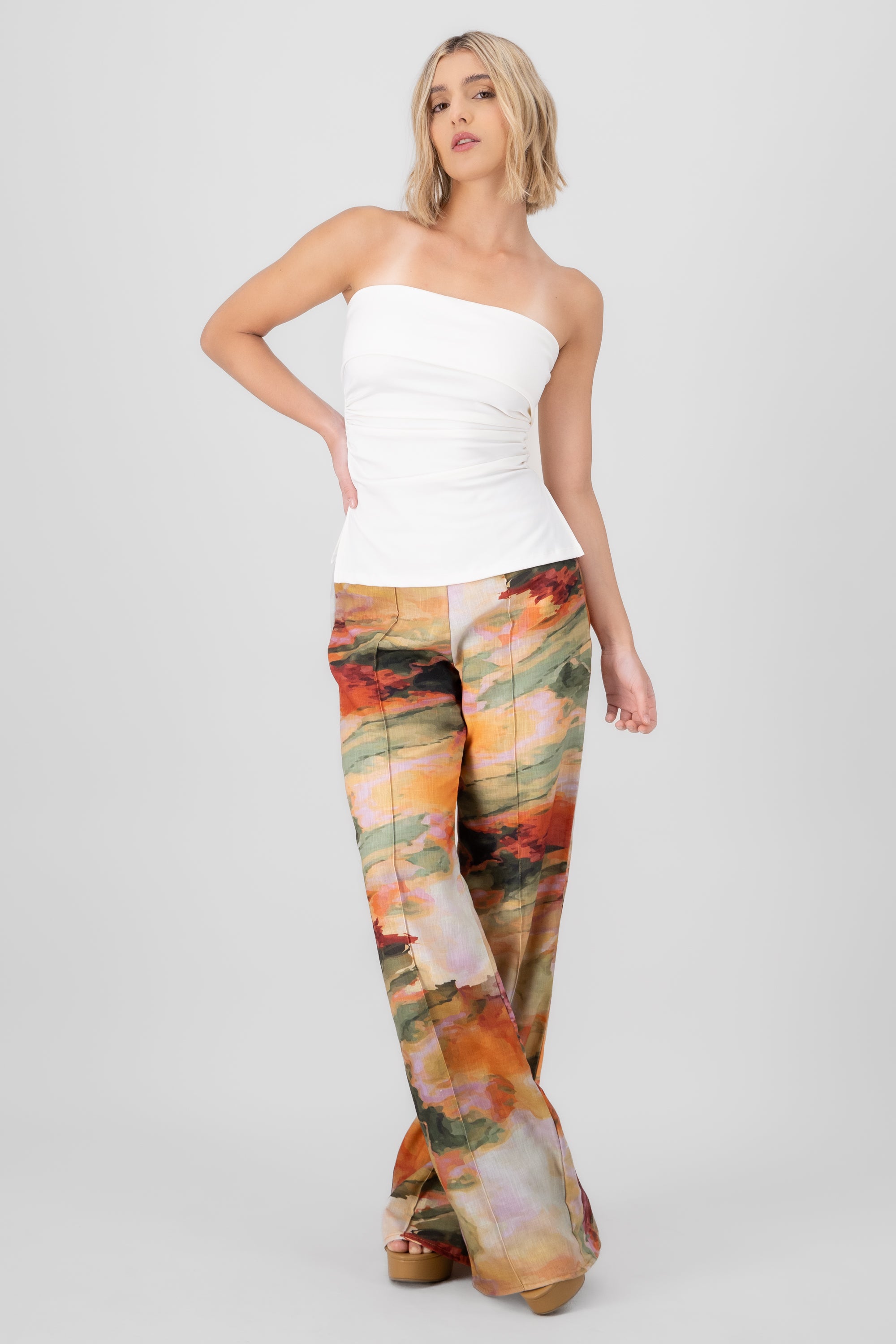 Pantalon pretina ancha estampado aura Hypsters MULTICOLOR OTOÑAL