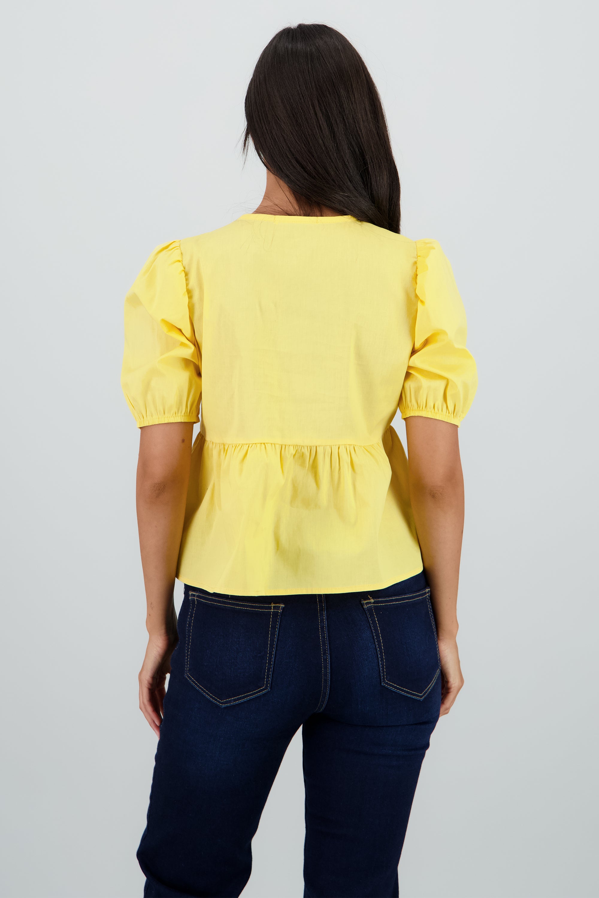 Blusa mangas abullonadas detalle moños AMARILLO PASTEL
