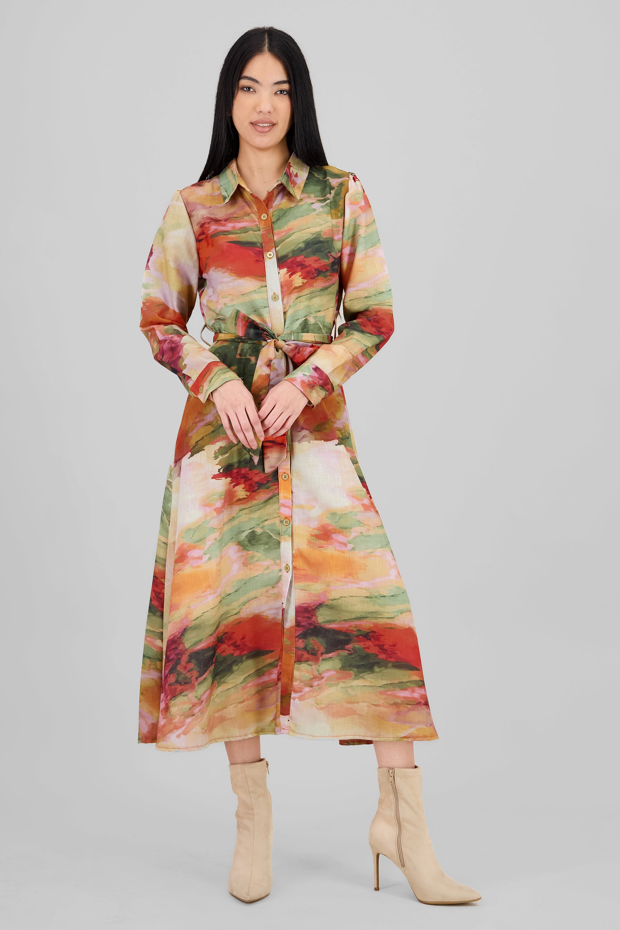 Vestido maxi mangas 3/4 estampado aura Hypsters
