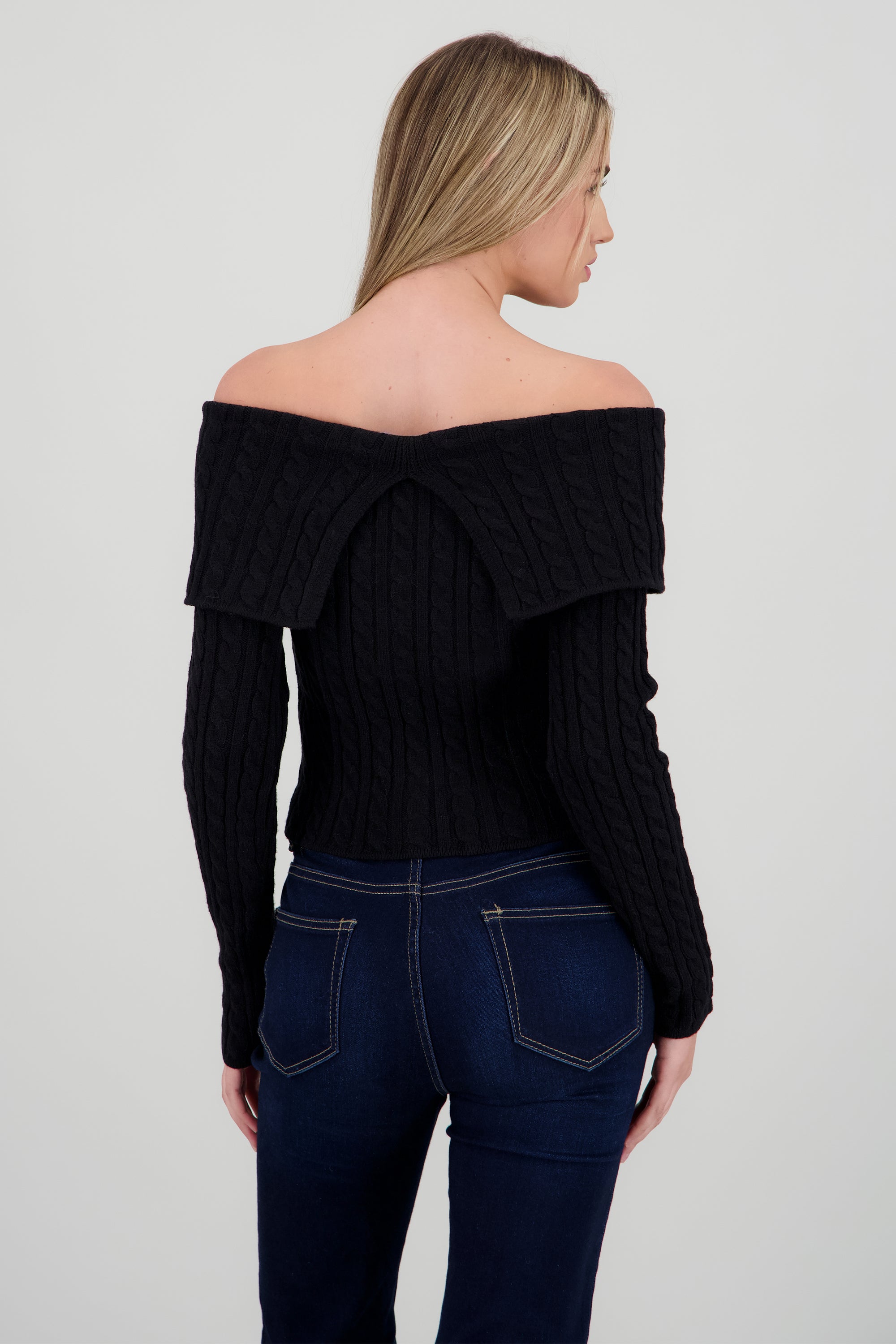 Cardigan hombros caidos sueter NEGRO