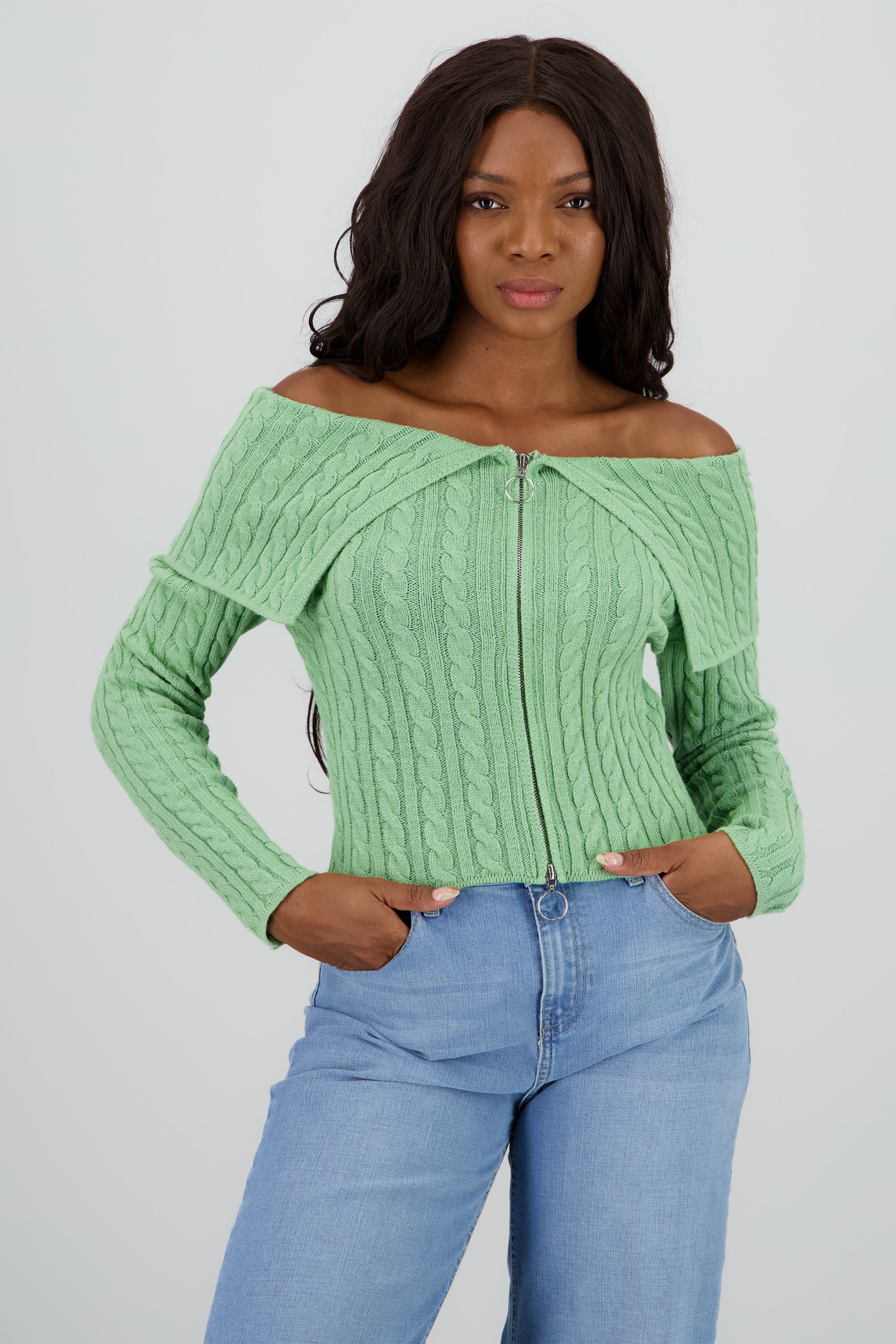 Cardigan hombros caidos sueter SAGE
