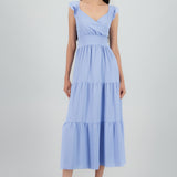 Vestido maxi con olanes