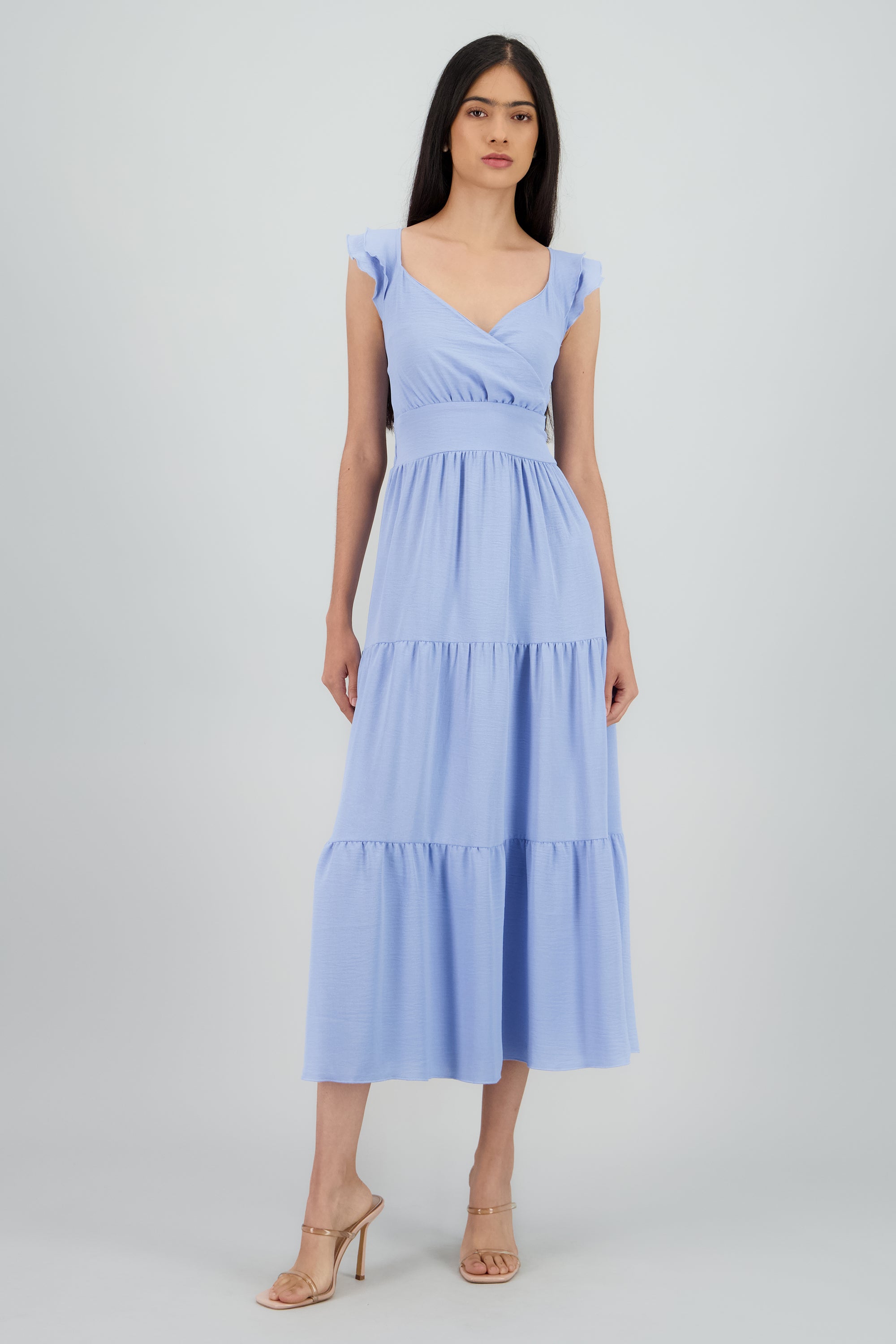 Vestido maxi con olanes