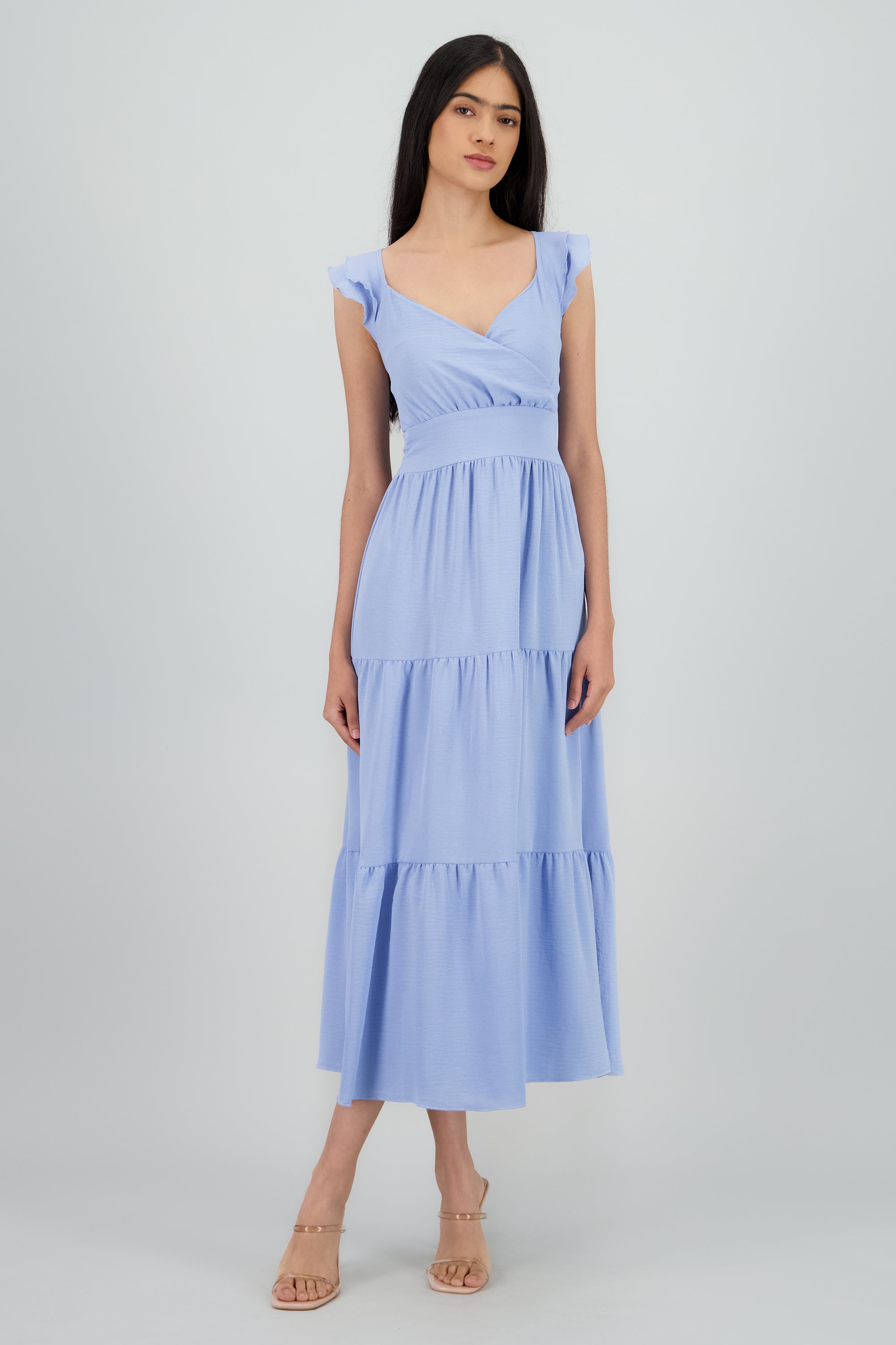 Vestido maxi con olanes