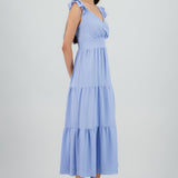 Vestido maxi con olanes