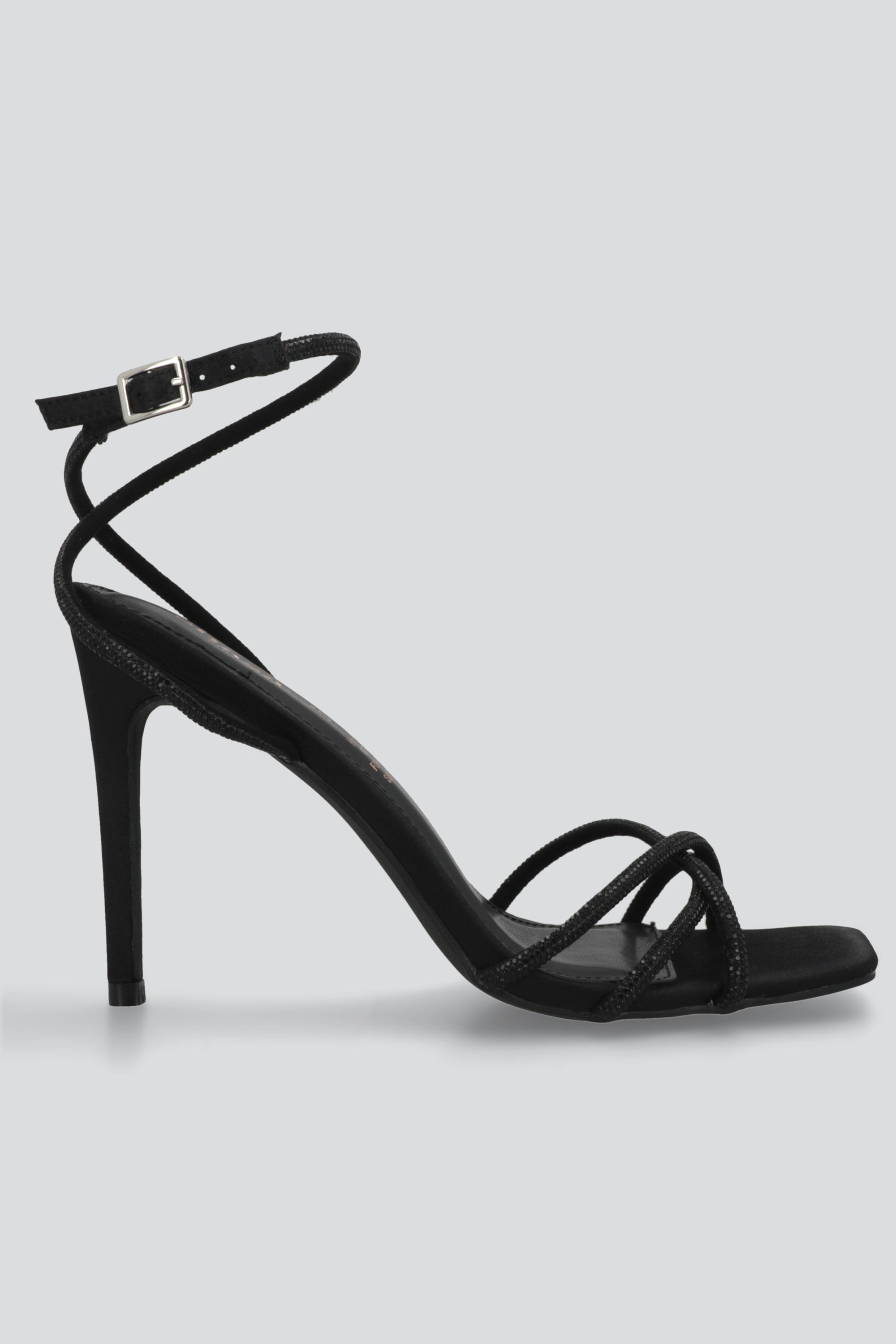 Tacón cuadrad tiras brillos mono color NEGRO