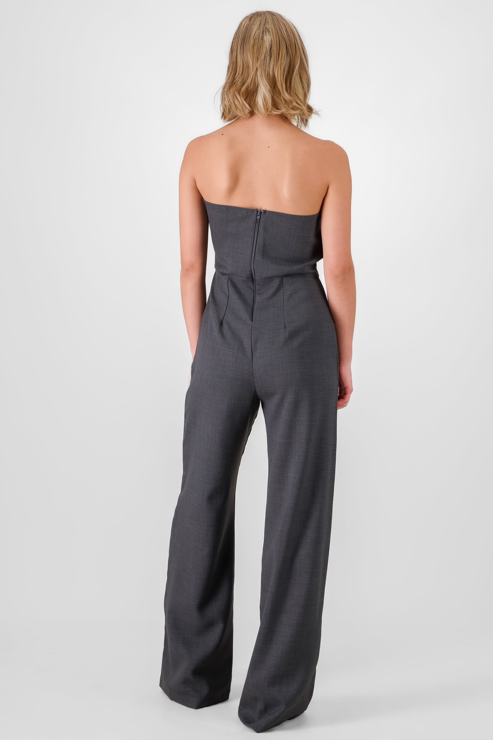 Jumpsuit strapless cierre espalda GRIS OBSCURO