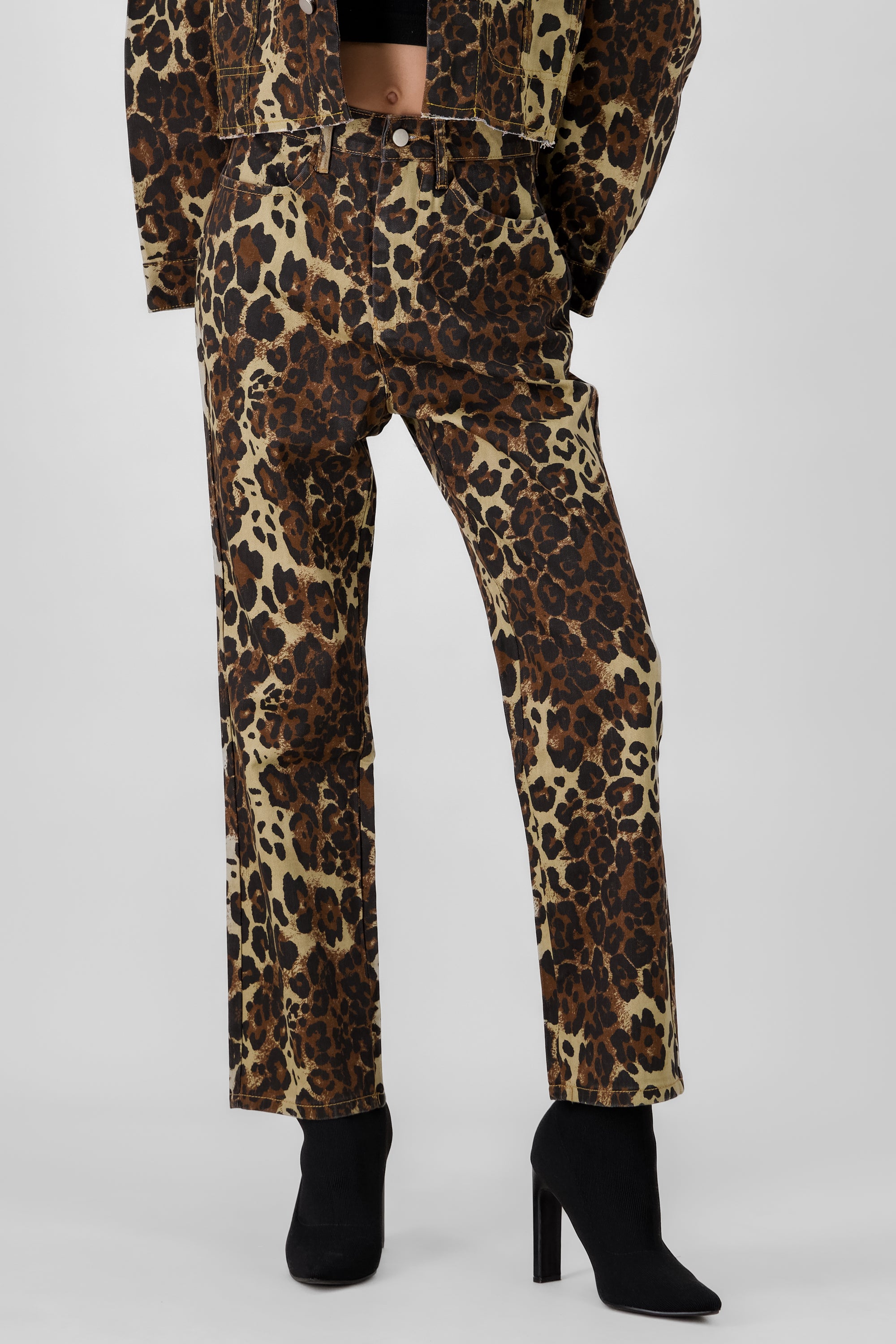 Pantalon denim animal print CAFE COMBO