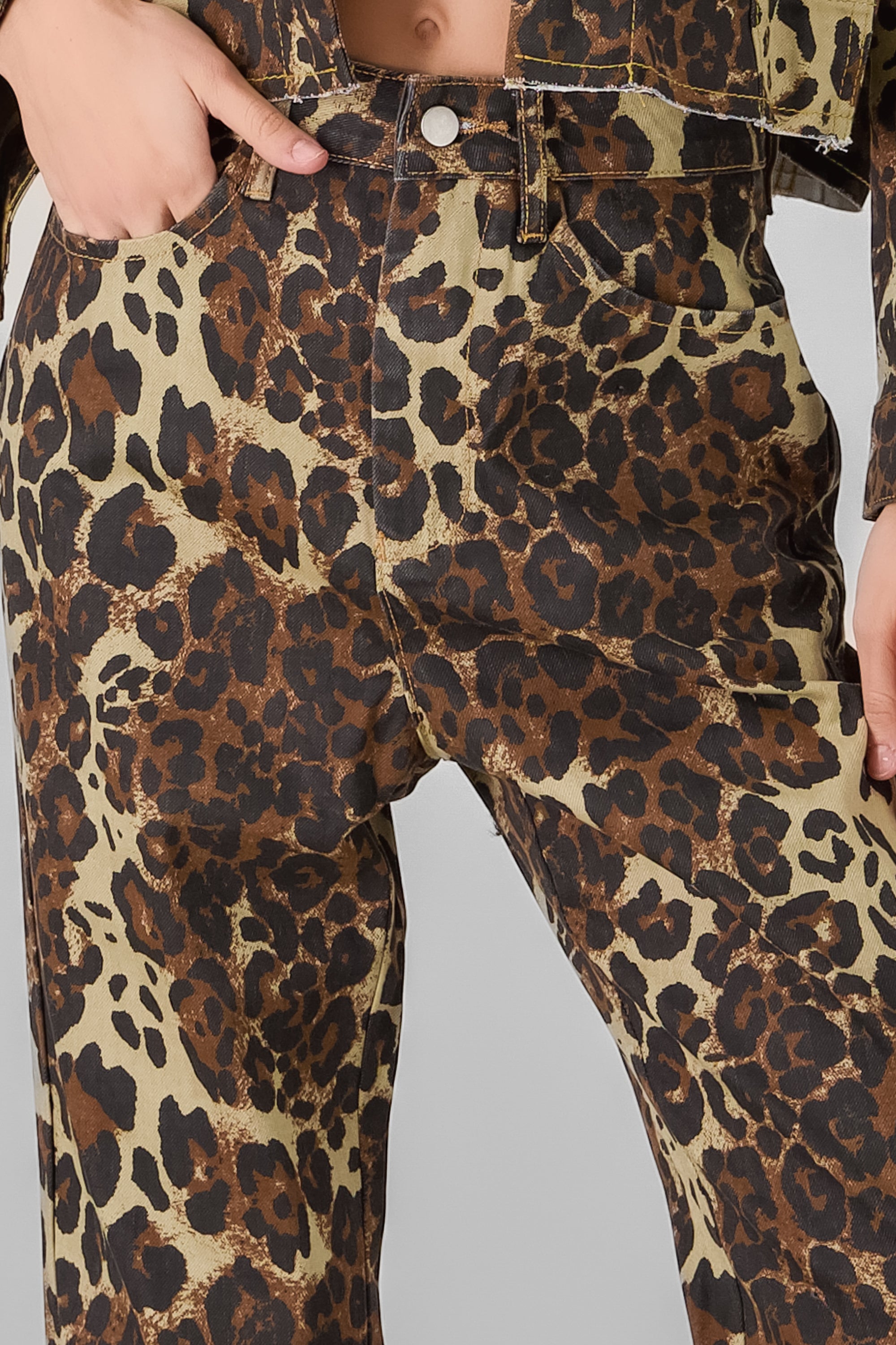 Pantalon denim animal print CAFE COMBO