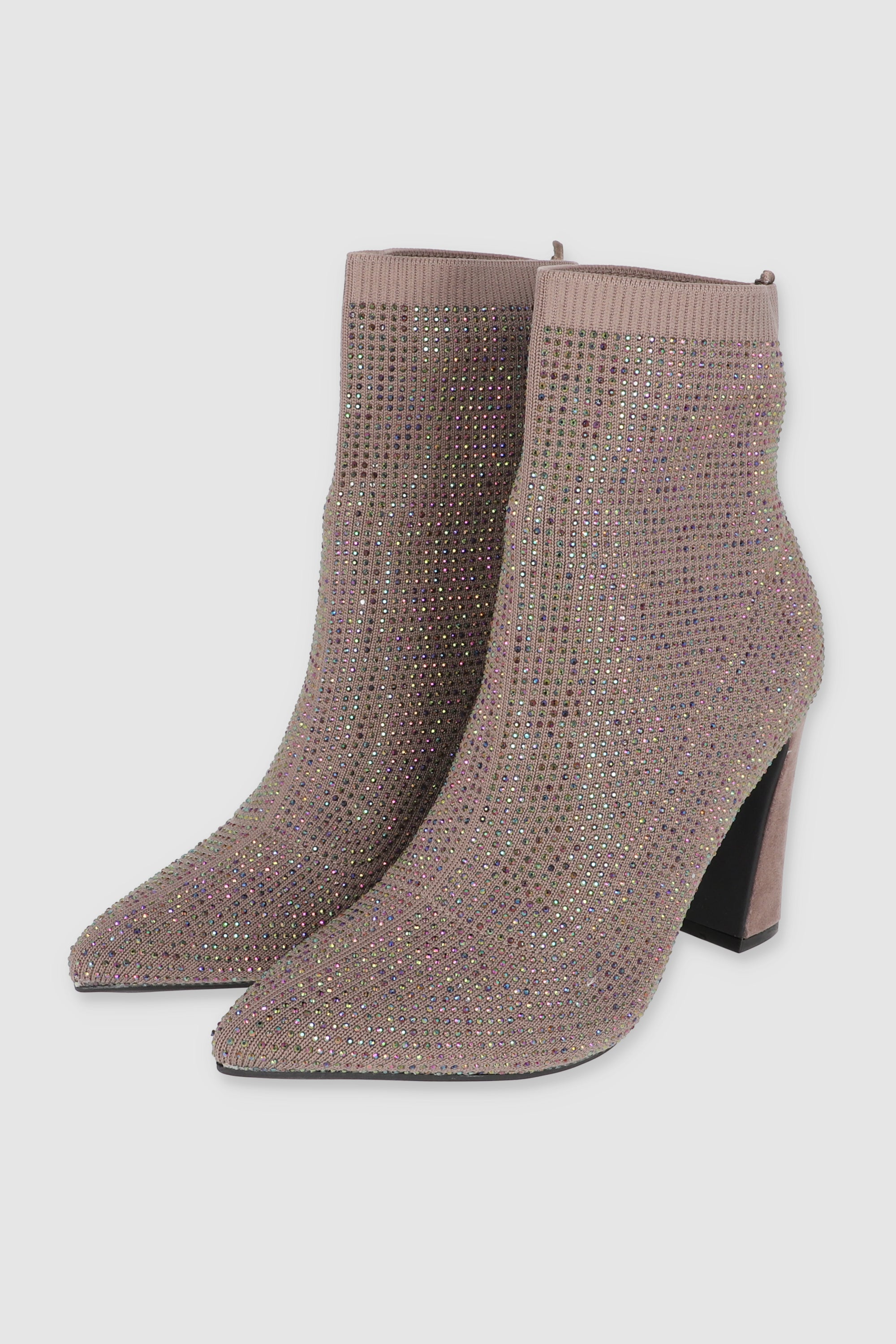 Botin calcetin multi brillos TAUPE