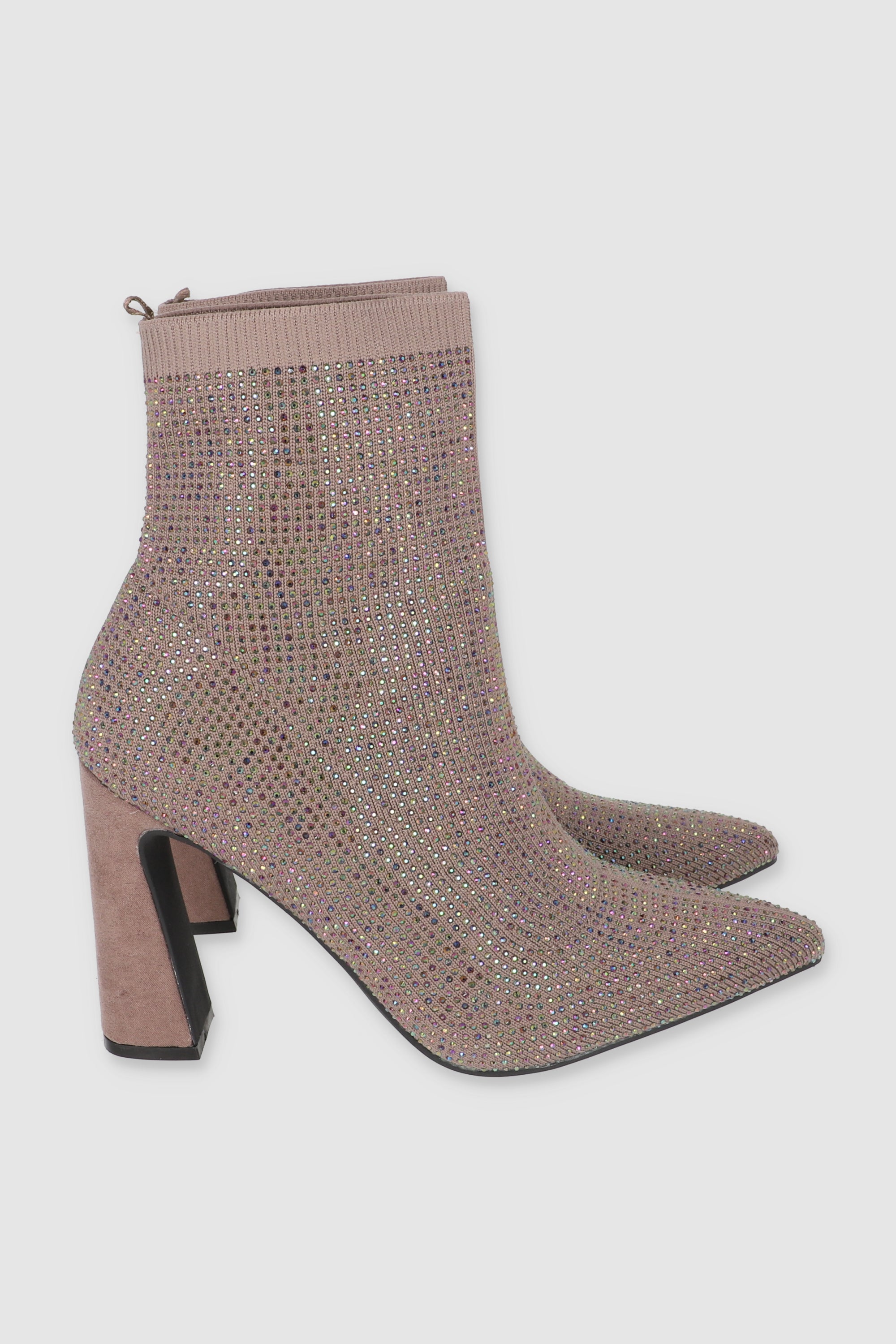 Botin calcetin multi brillos TAUPE