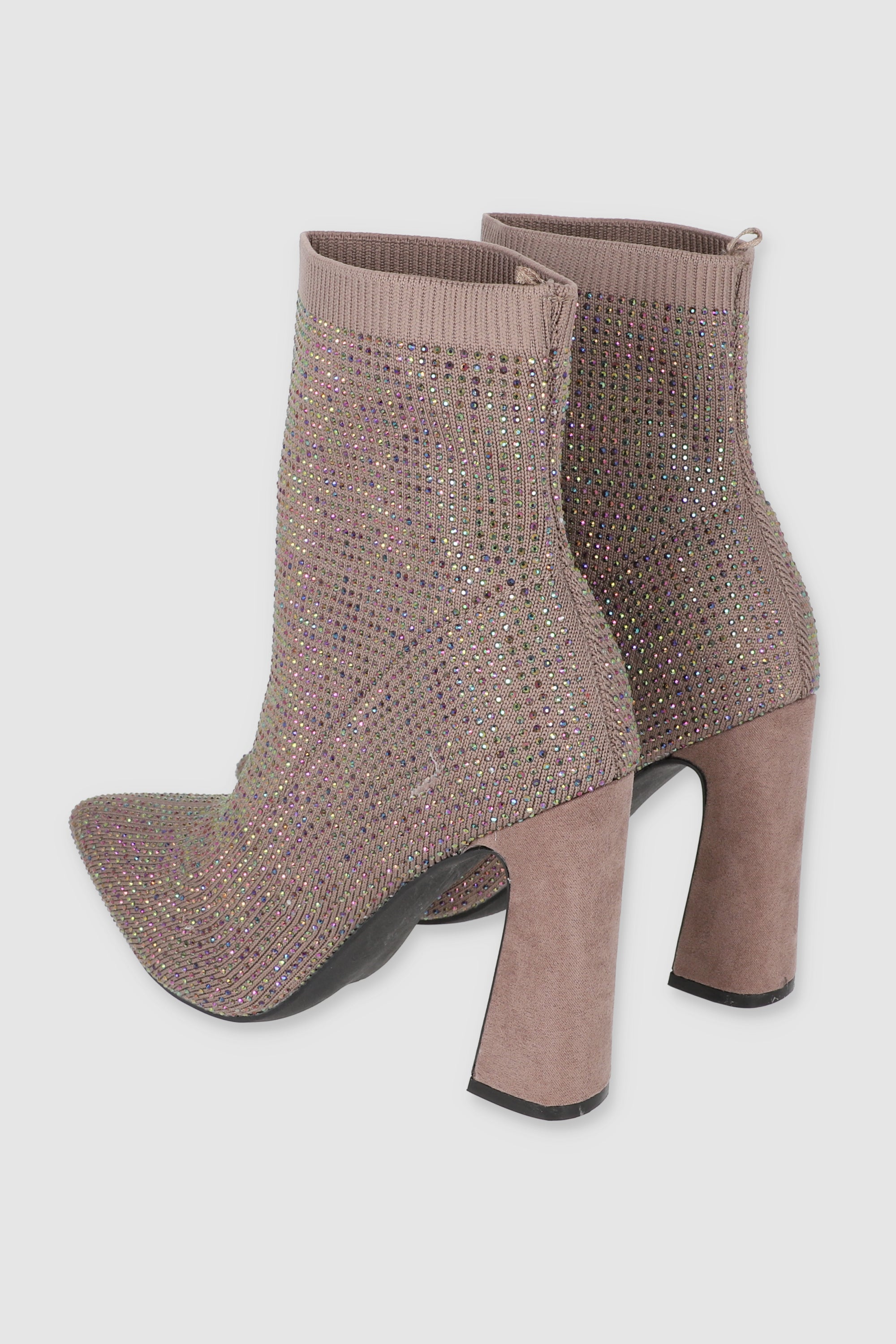 Botin calcetin multi brillos TAUPE