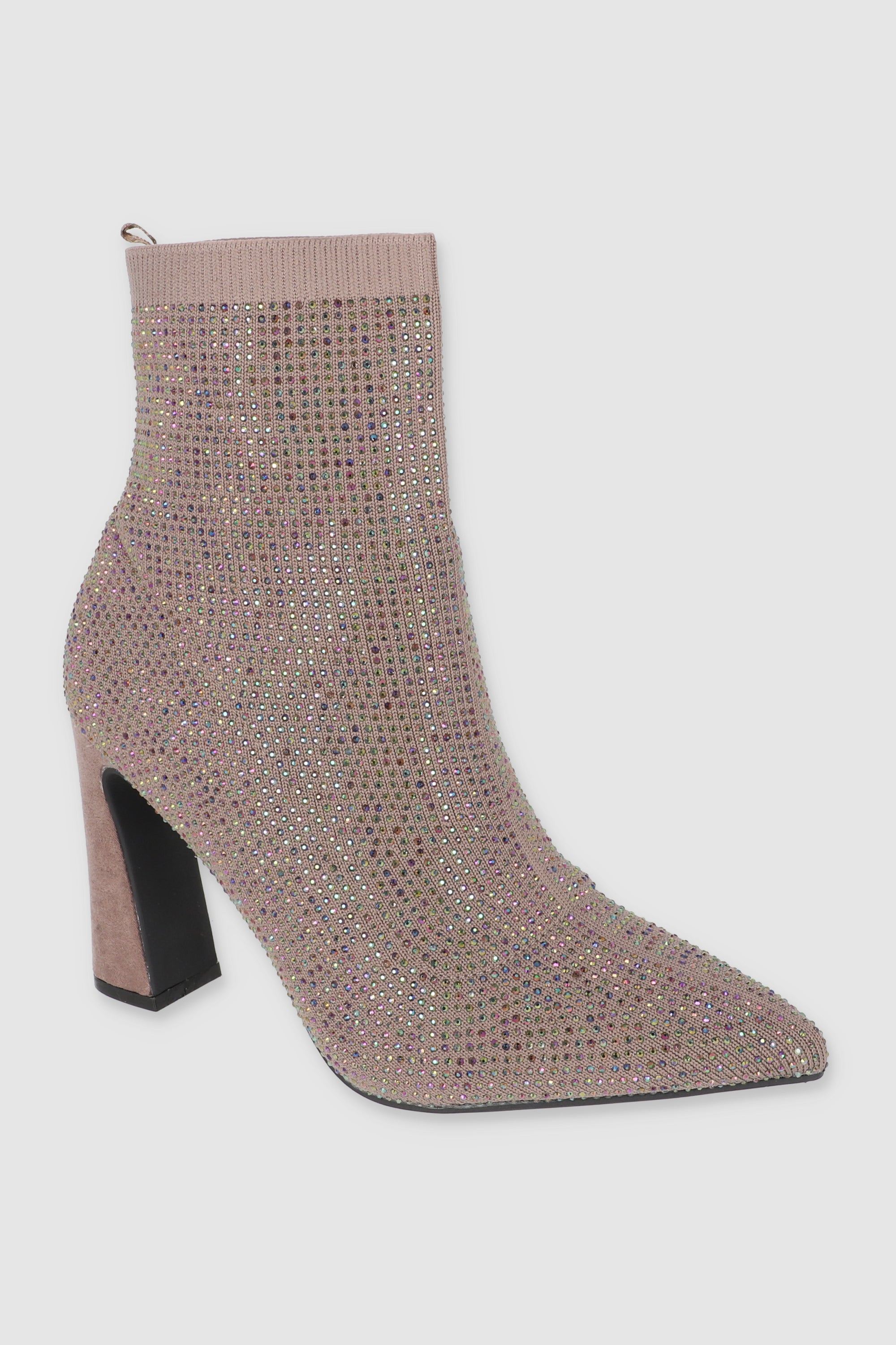 Botin calcetin multi brillos TAUPE